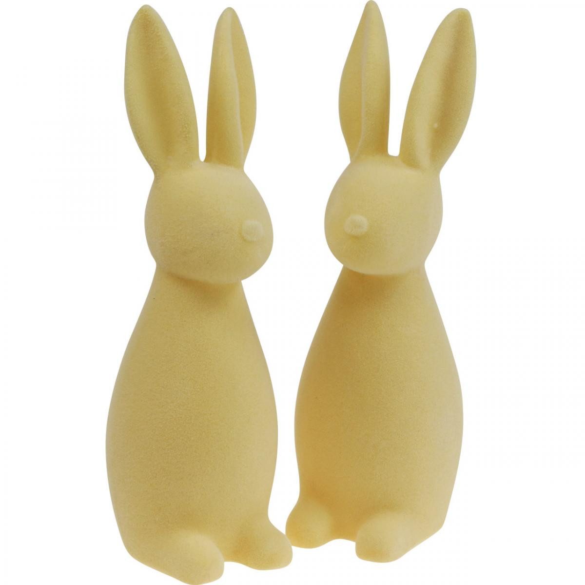 Florists Products Osterhase Deko-Osterhase Hellgelb Beflockt – 2er Set, 2. Wahl, 29,5cm, 2 Stück