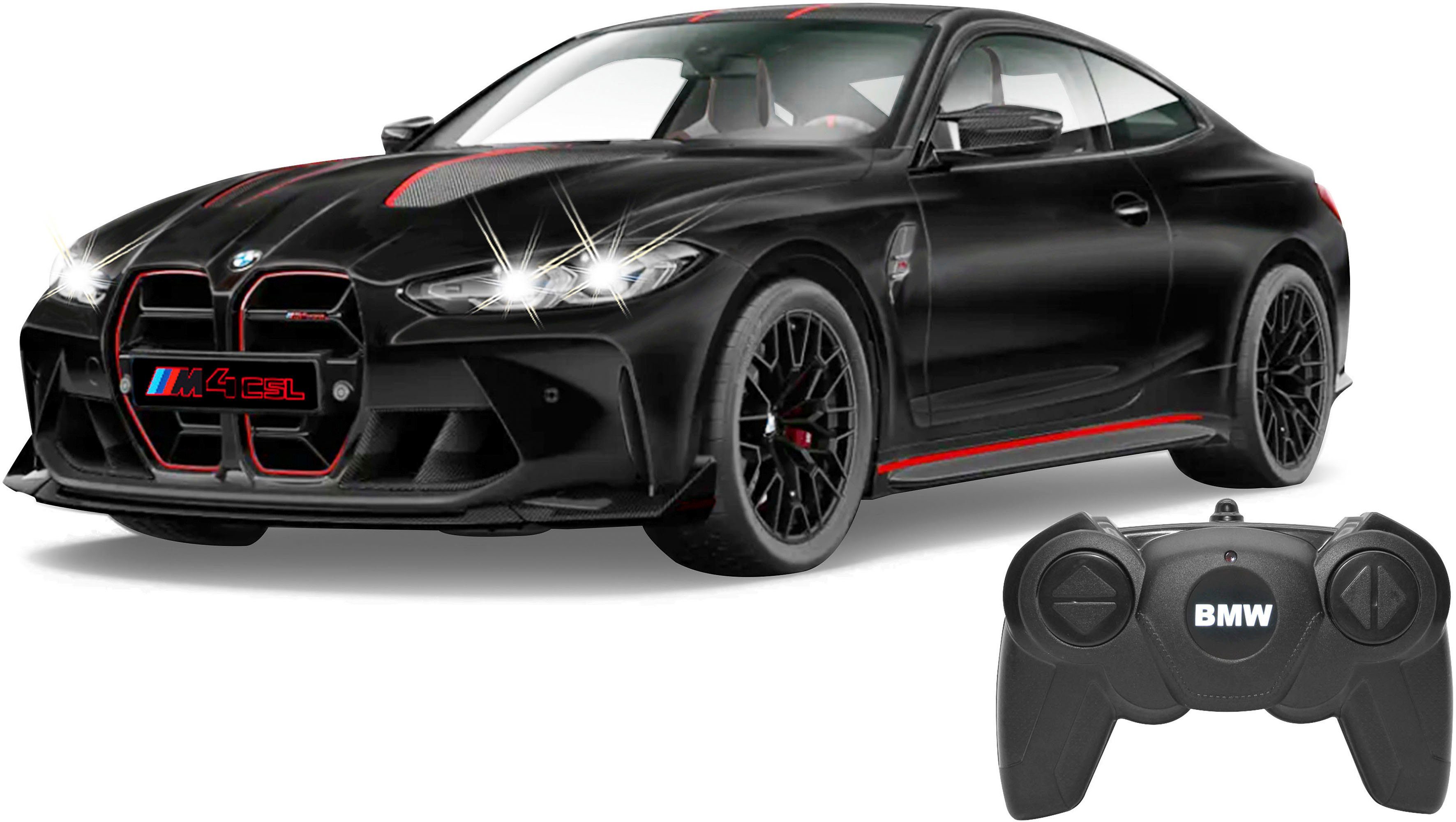 Jamara RC-Auto Deluxe Cars, BMW M4 CSL 1:16, schwarz matt - 2,4 GHz, mit LED-Lichtern