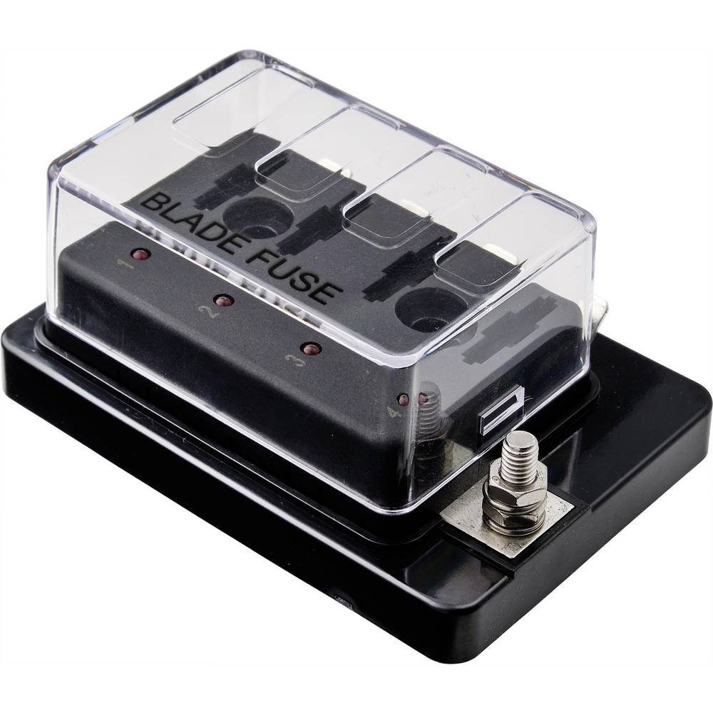 TRU COMPONENTS Sicherungshalter Flachsicherungs-Halter für 4 Sicherungen TC-9070396, mit Statusanzeige