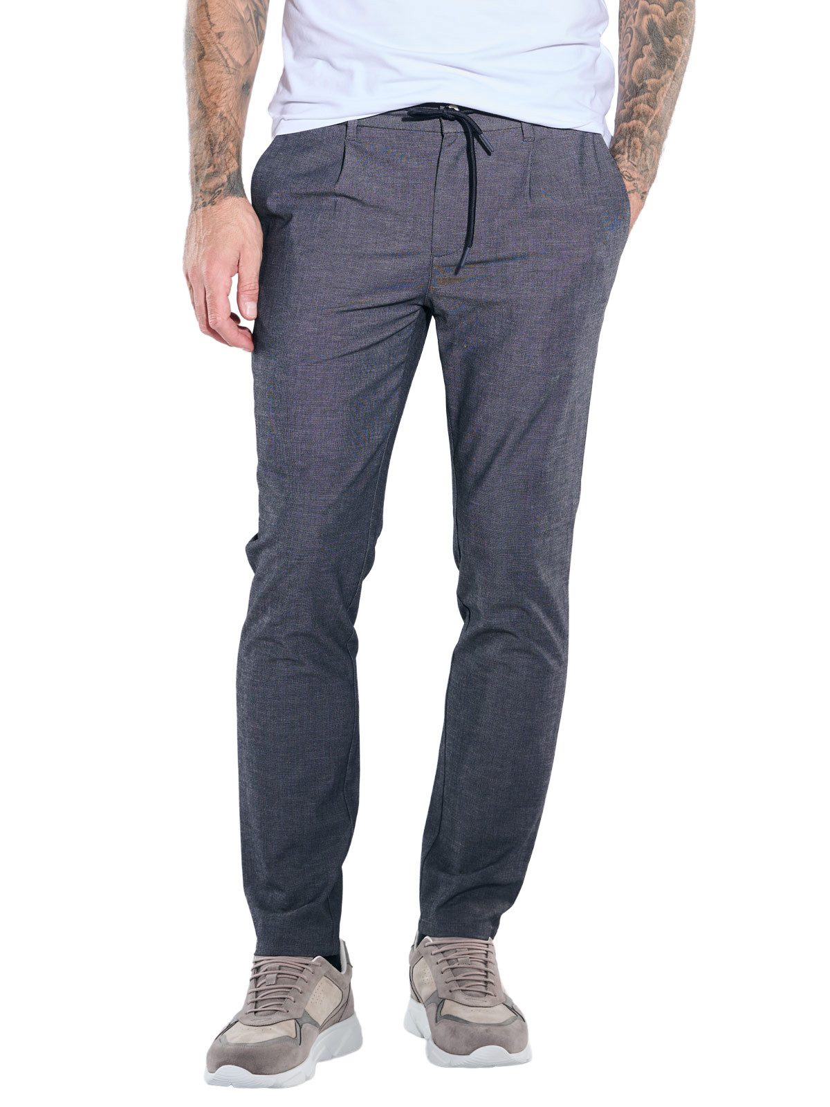 Chinohose Herren Chino mit softem Warengriff, Marineblau