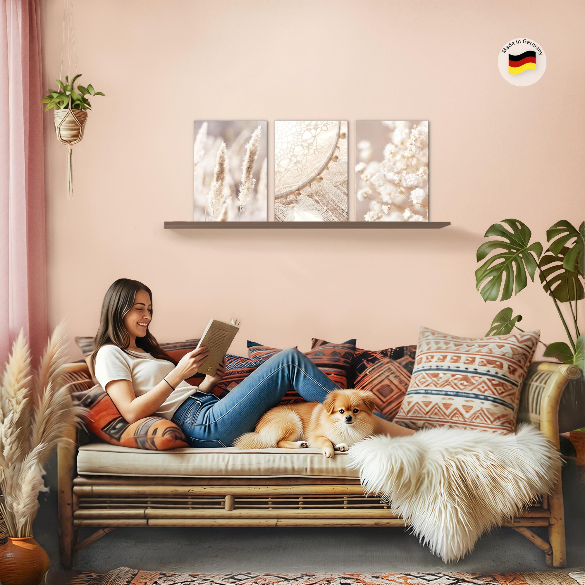 Novart Wandbild Natur Landschaft Wohnzimmer Schlafzimmer Deko Bilderset, Boho2