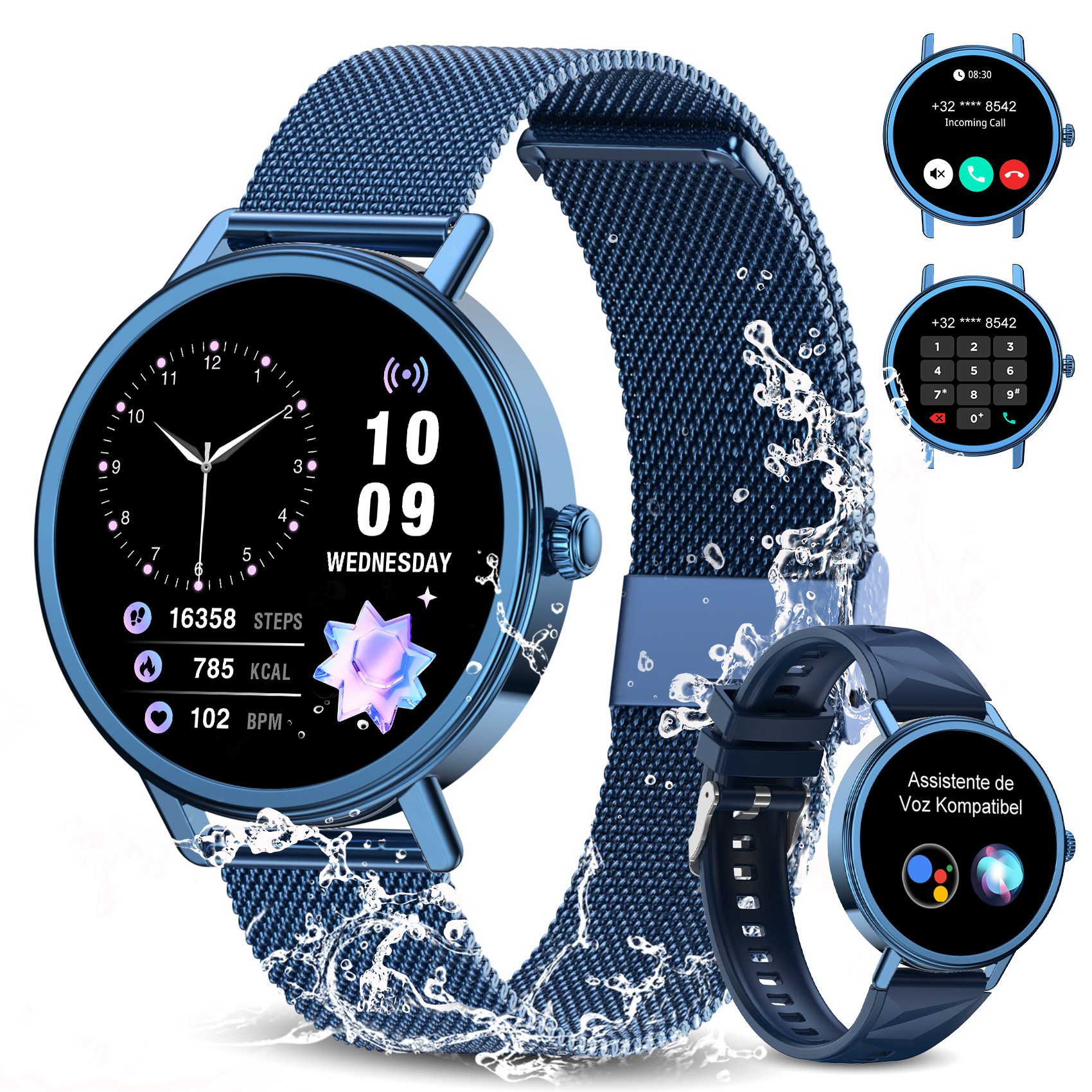 blackview Smartwatch Damen, Bluetooth-Telefonie, Über 100 Sportmodi, Neuheit 2026 Smartwatch (1.26 Zoll), 1-tlg., 320 mAh, GoMore Gesundheitsalgorithmus, Sprachassistent, Schrittzähler