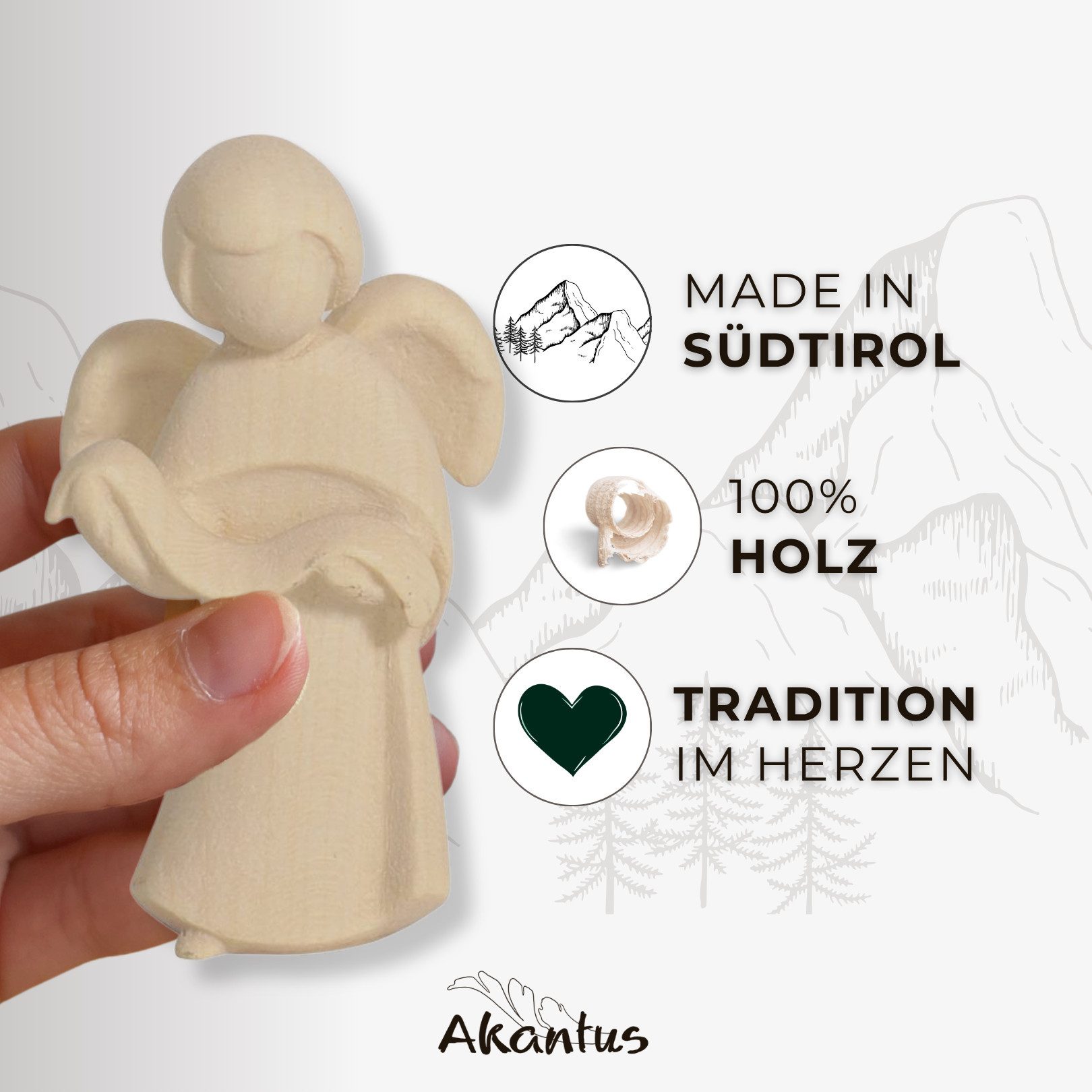 Akantus Krippe Weihnachtskrippe mit Holzfiguren natur – individuell kombinierbar, holzgeschnitzt, Ahornholz, Made in Südtirol