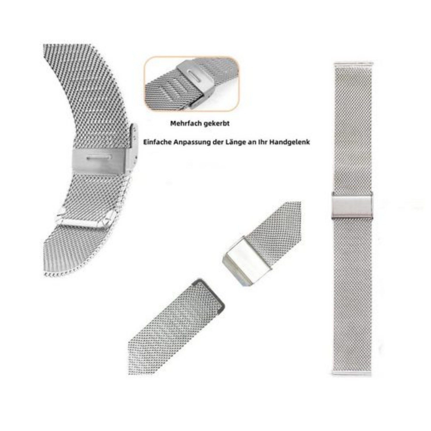 ibettertec Uhrenarmband Smartwatch-Armband Uhrenarmbänder Ersatzband für Damen Herren, Metall Armbänder Milanaise Ersatz Armband 20/22mm