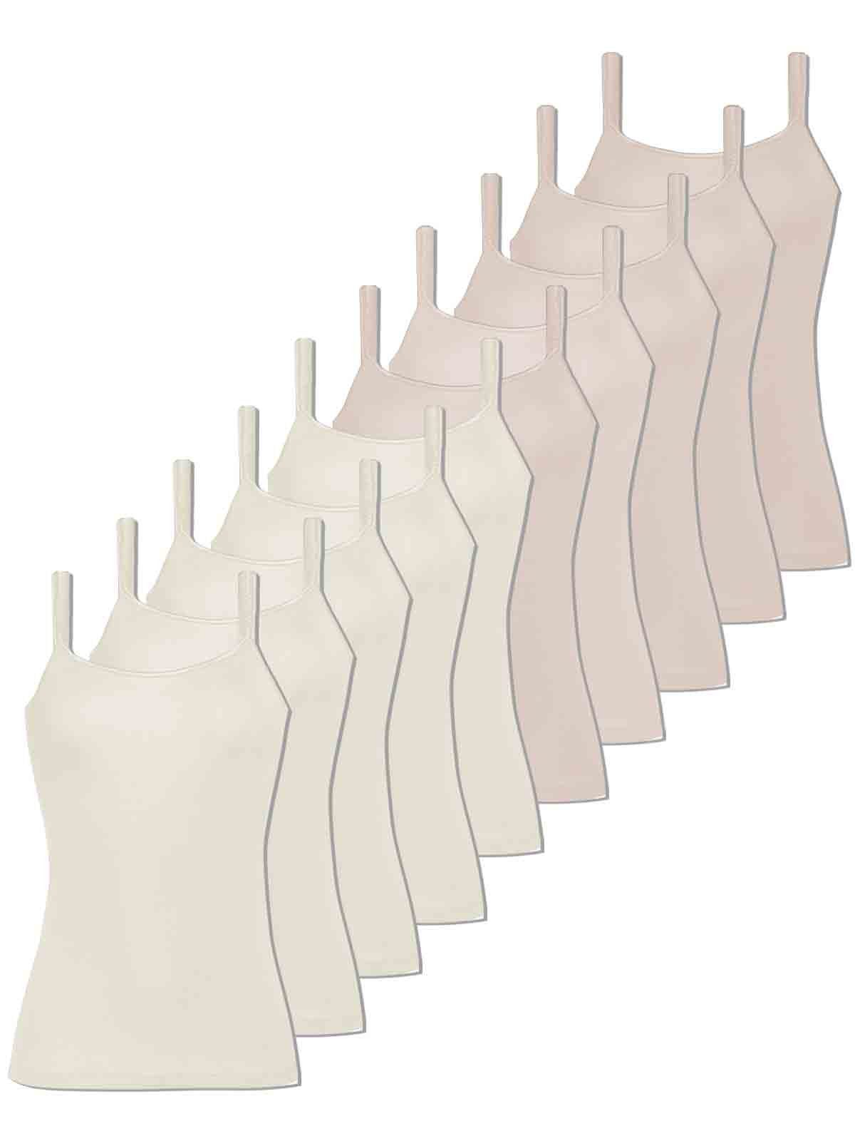 COMAZO Achselhemd 10er Pack Damen Träger-Unterhemd (Packung, 10-St) - haut-offwhite