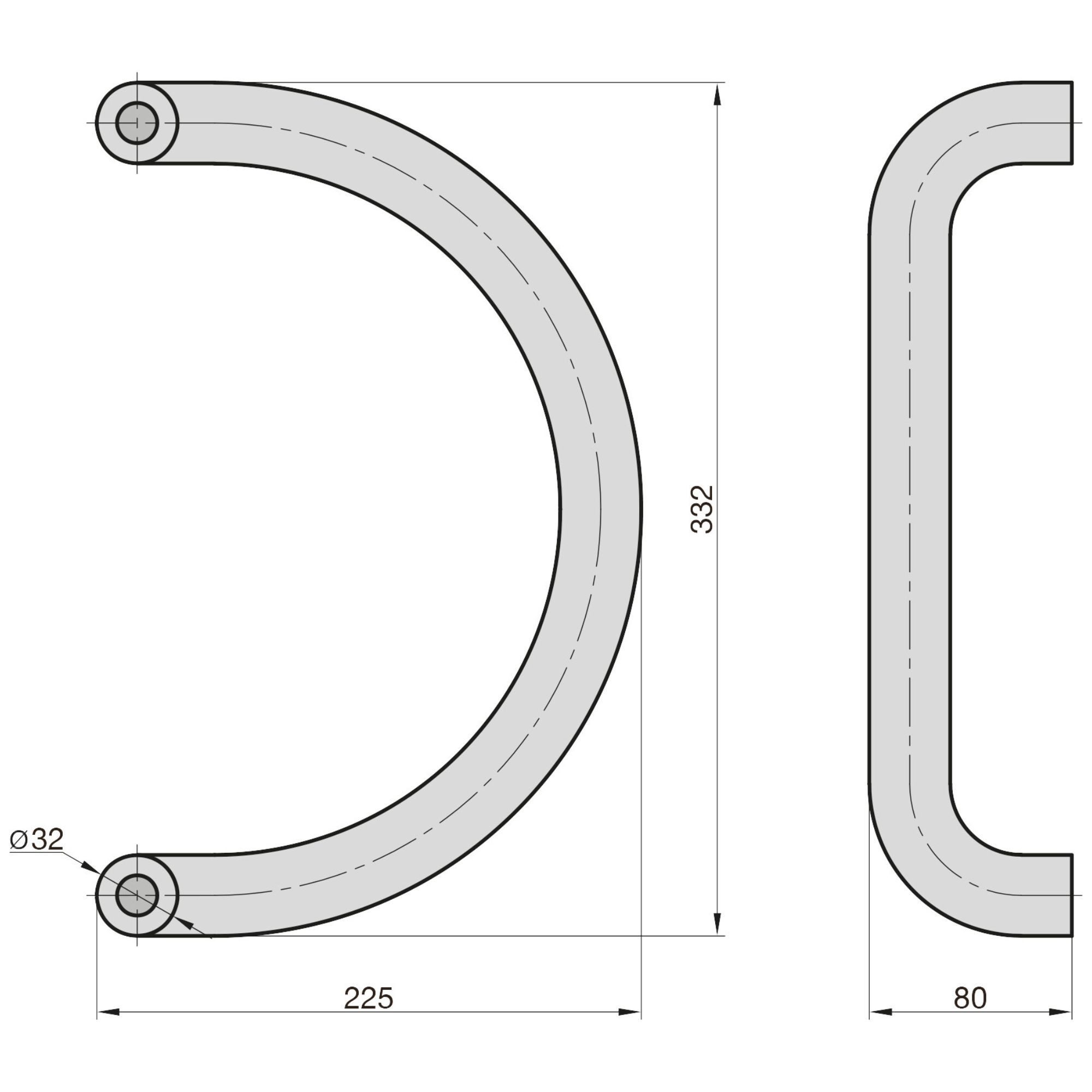 BASI Türbeschlag Halbrund (Packung), Edelstahl, Halbrund, Achsmaß 300 mm, f günstig online kaufen