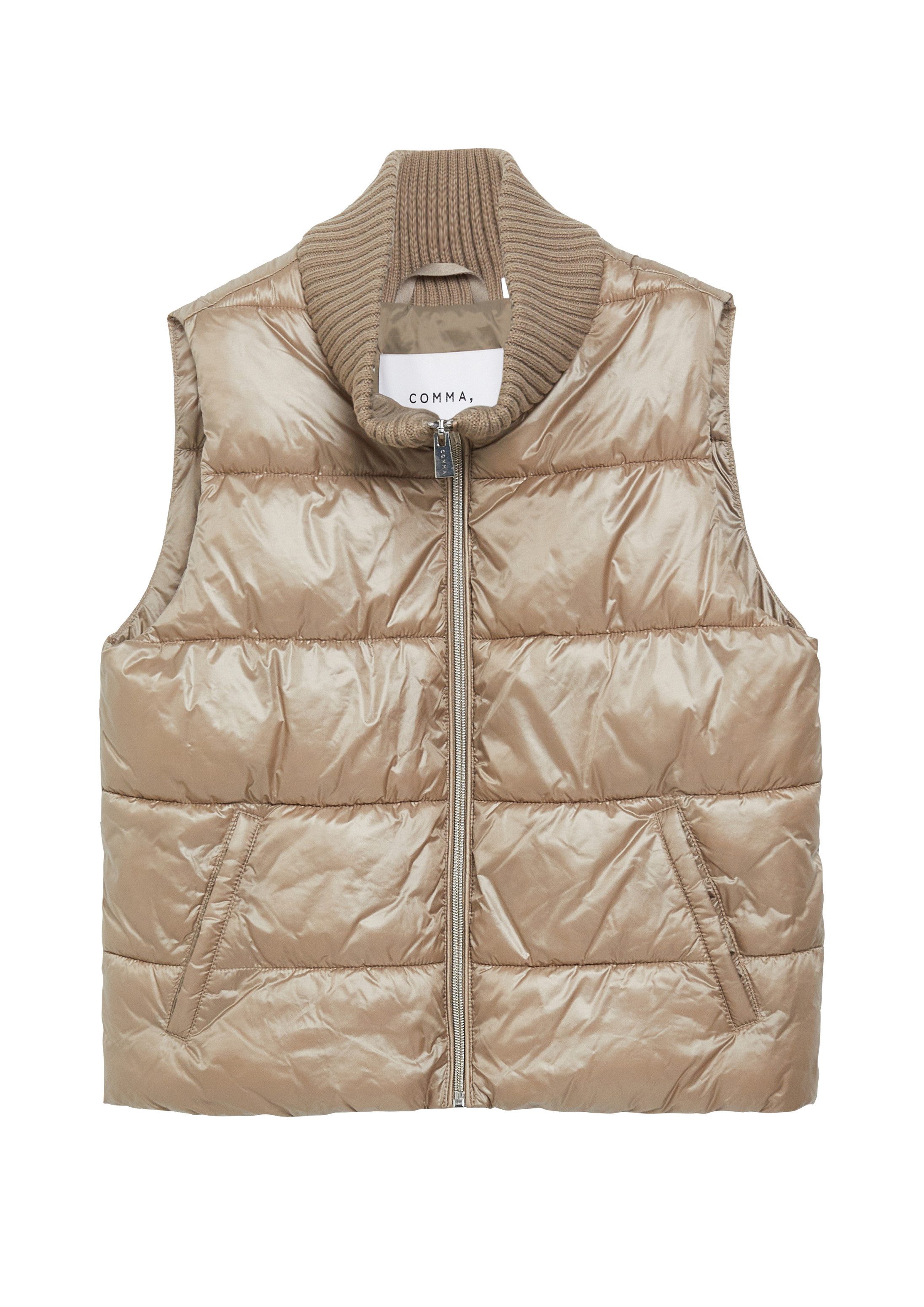 comma Outdoorjacke Outdoor-Weste Pufferweste mit Strickkragen