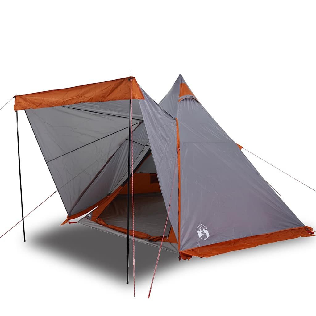 vidaXL Tipi-Zelt Tipi-Familienzelt 6 Personen Grau und Orange Wasserdicht, (1 tlg)