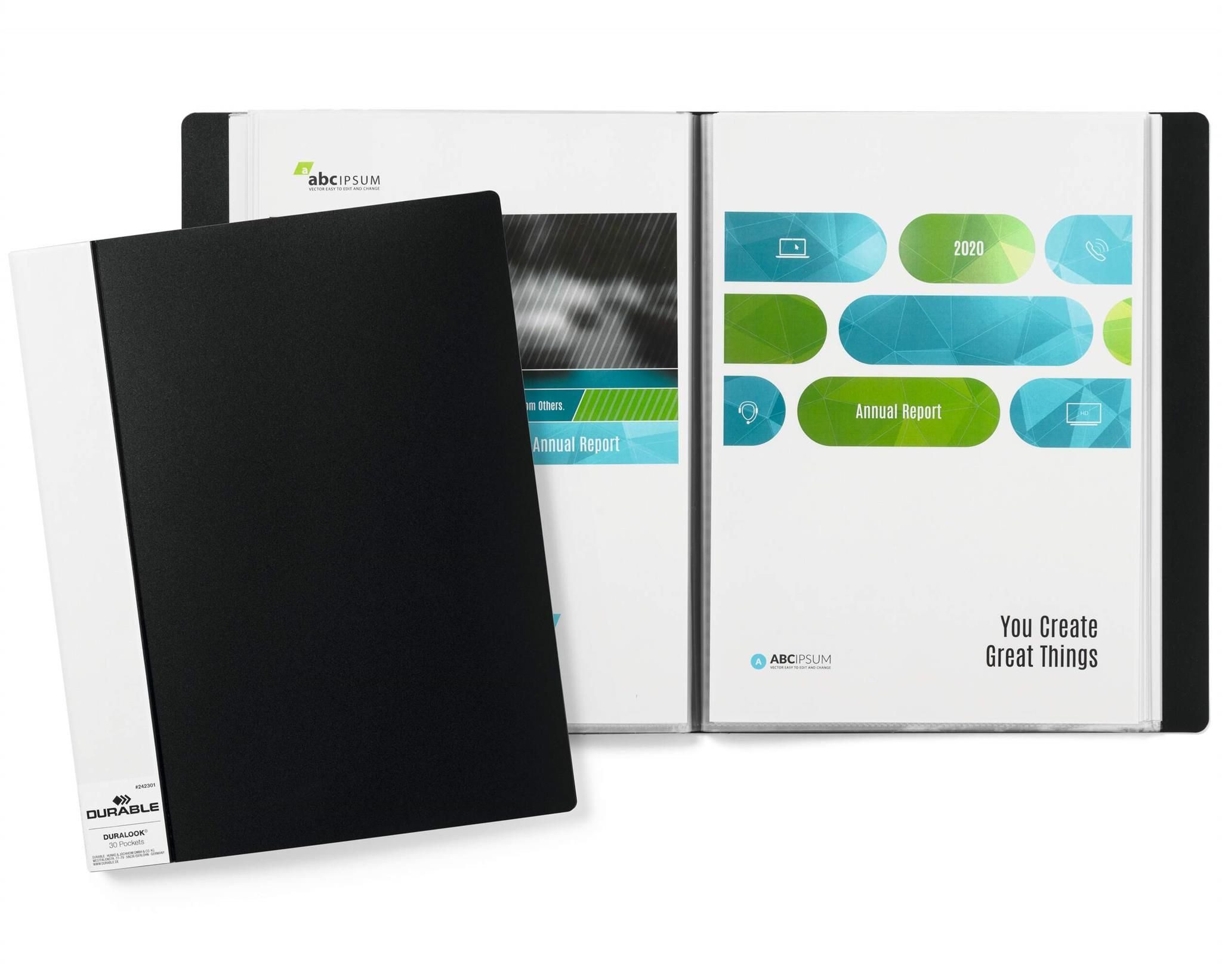 Organisationsmappe Durable Sichtbuch DURALOOK A4 20mm sw mit 30 Sichtüllen
