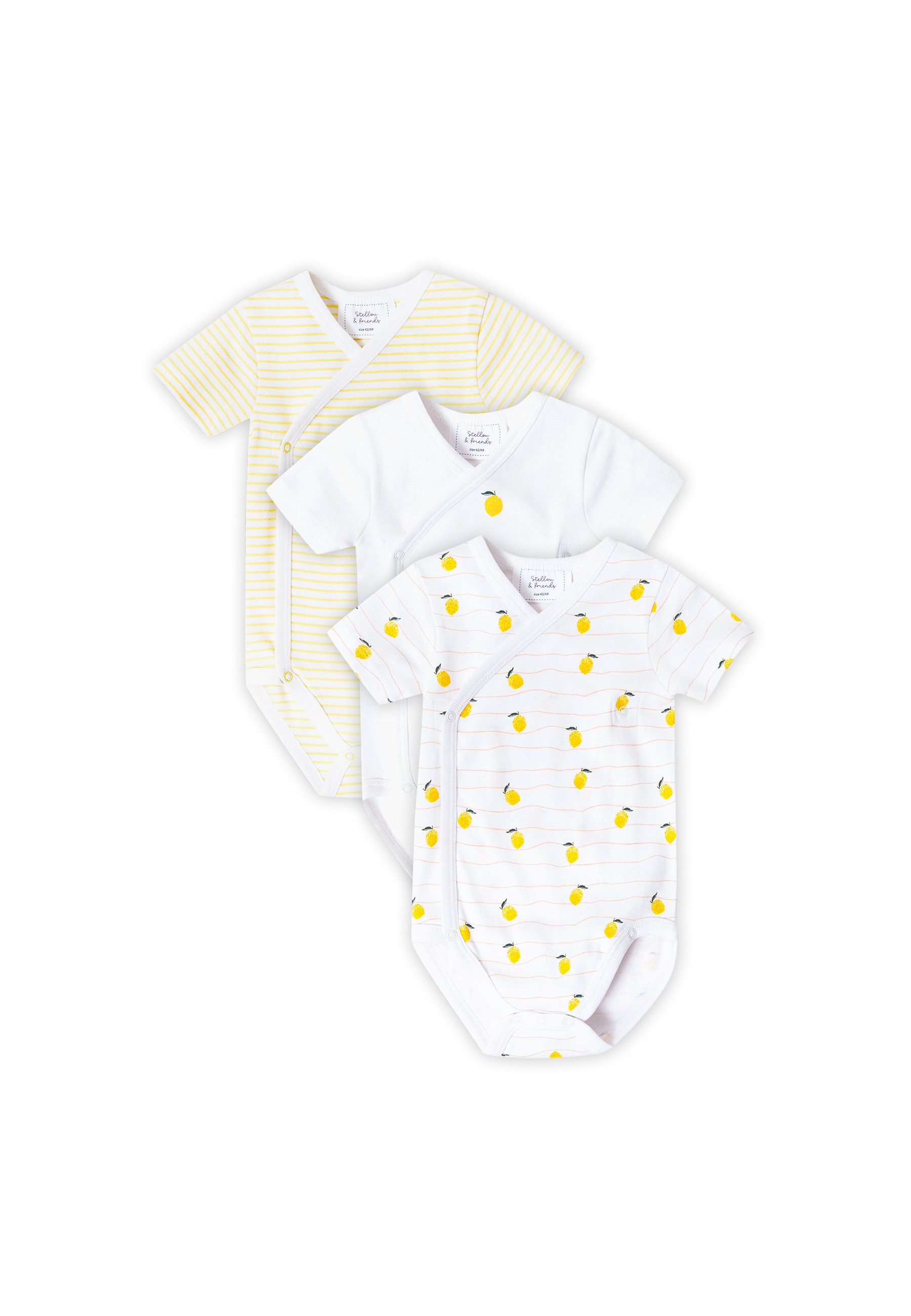 Stellou & friends Kurzarmwickelbody Baby Set (3tlg) - kuschelweiches Kurzarm-Wickelbody Set Jungs Mädchen (Set, 3er-Pack) Baby Set (3tlg) - kuschelweiches Kurzarm-Wickelbody Set Jungs Mädchen