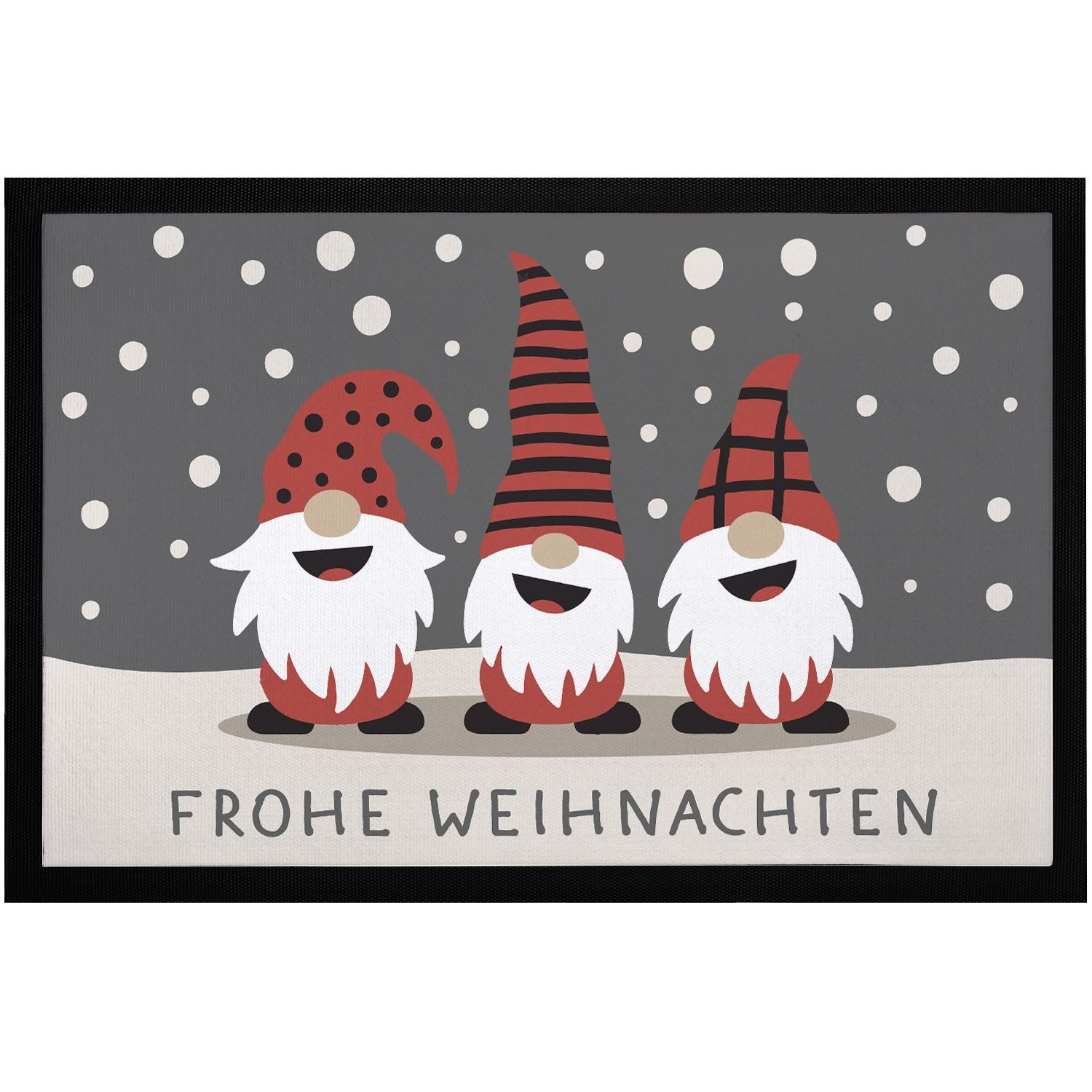 MoonWorks Fußmatte Fußmatte Frohe Weihnachten Wichtel Wintermotiv Schneeflocken Gnomes, rechteckig