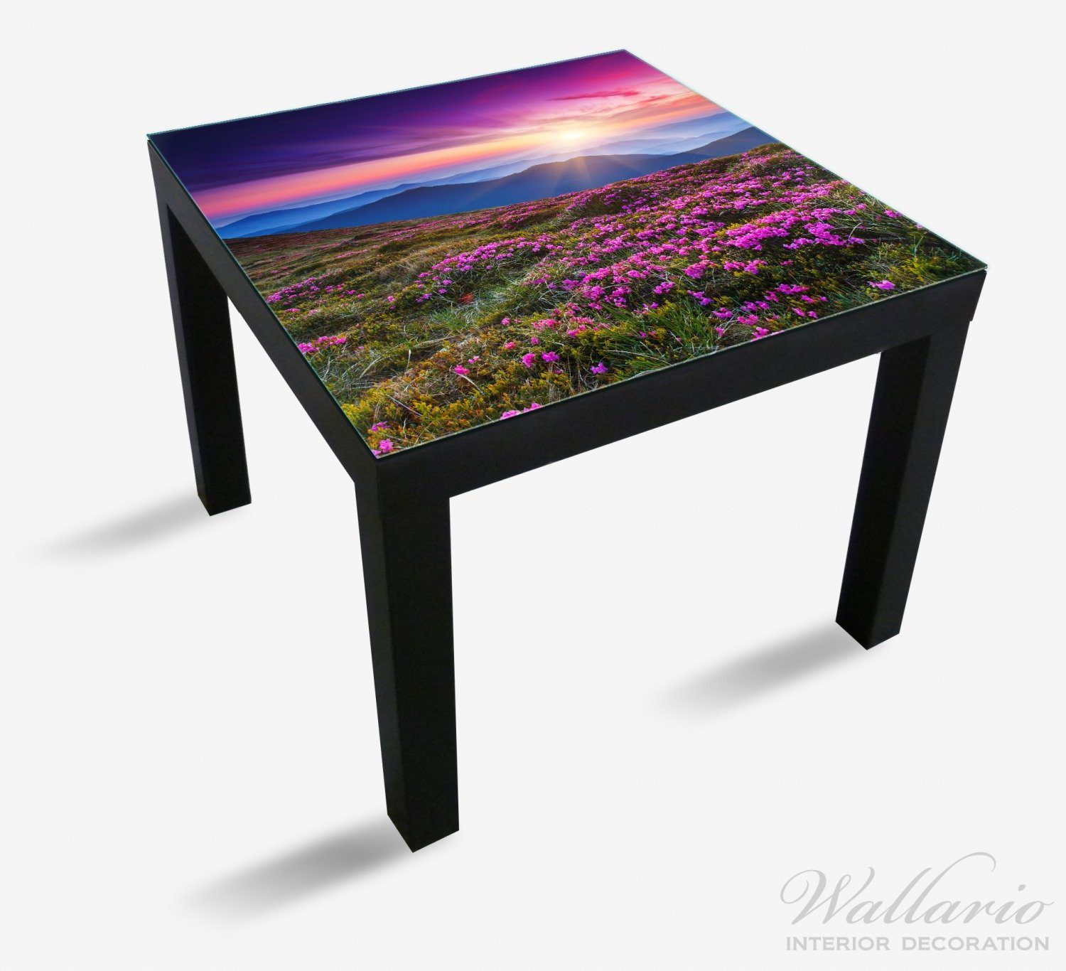 Wallario Tischplatte Blumenbedeckte Wiese Lack bei (1 St), Ikea für Sonnenuntergang Tisch geeignet