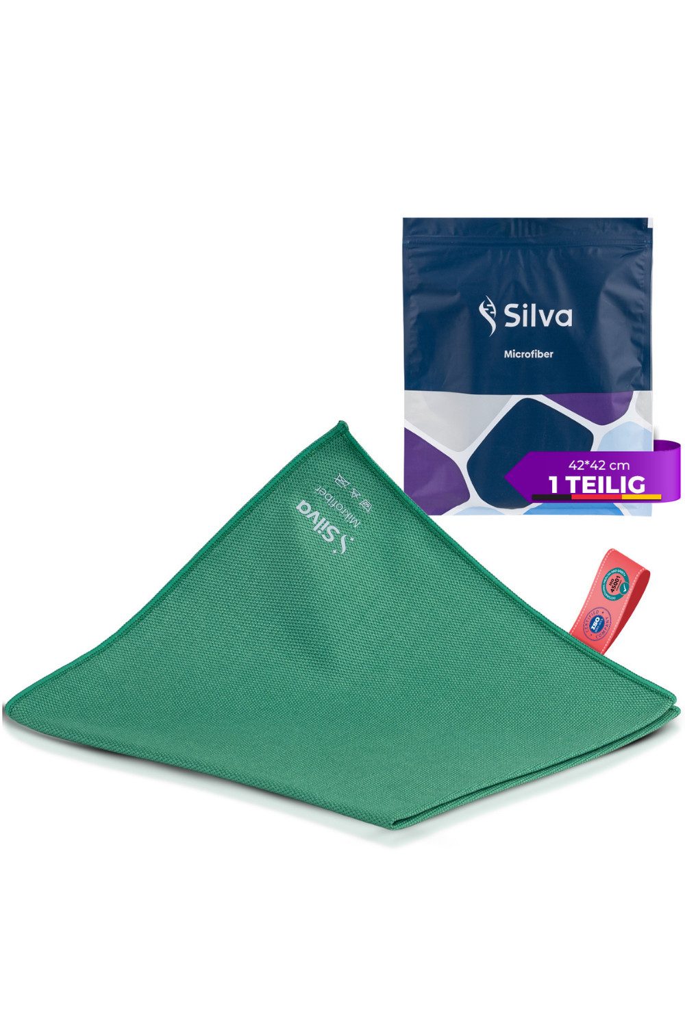Silva EU Silva Glastuch Mikrofasertuch (Einzelprodukt, 1 Stück, 2 Stück, 3 Stück, Streifenfrei, Fusselfrei, Waschmaschinengeeignet)
