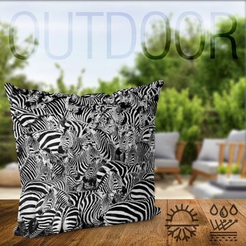 Kissenbezug, VOID, Sofa-Kissen Zebraherde Outdoor Indoor Zebra Savanne streifen