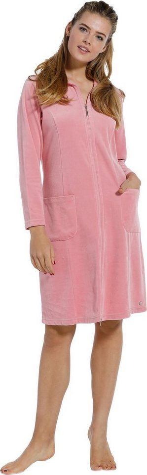 Pastunette Damenbademantel Nikki Damen Bademantel mit Reißverschluss,  Baumwollmischung, Stehkragen, Reißverschluss, klassisch