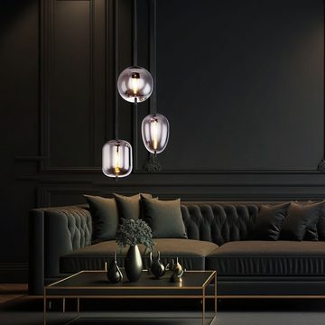 etc-shop LED Pendelleuchte, Leuchtmittel inklusive, Warmweiß, Decken Pendel Leuchte Wohn Zimmer RETRO Filament Glas Lampe rauch im