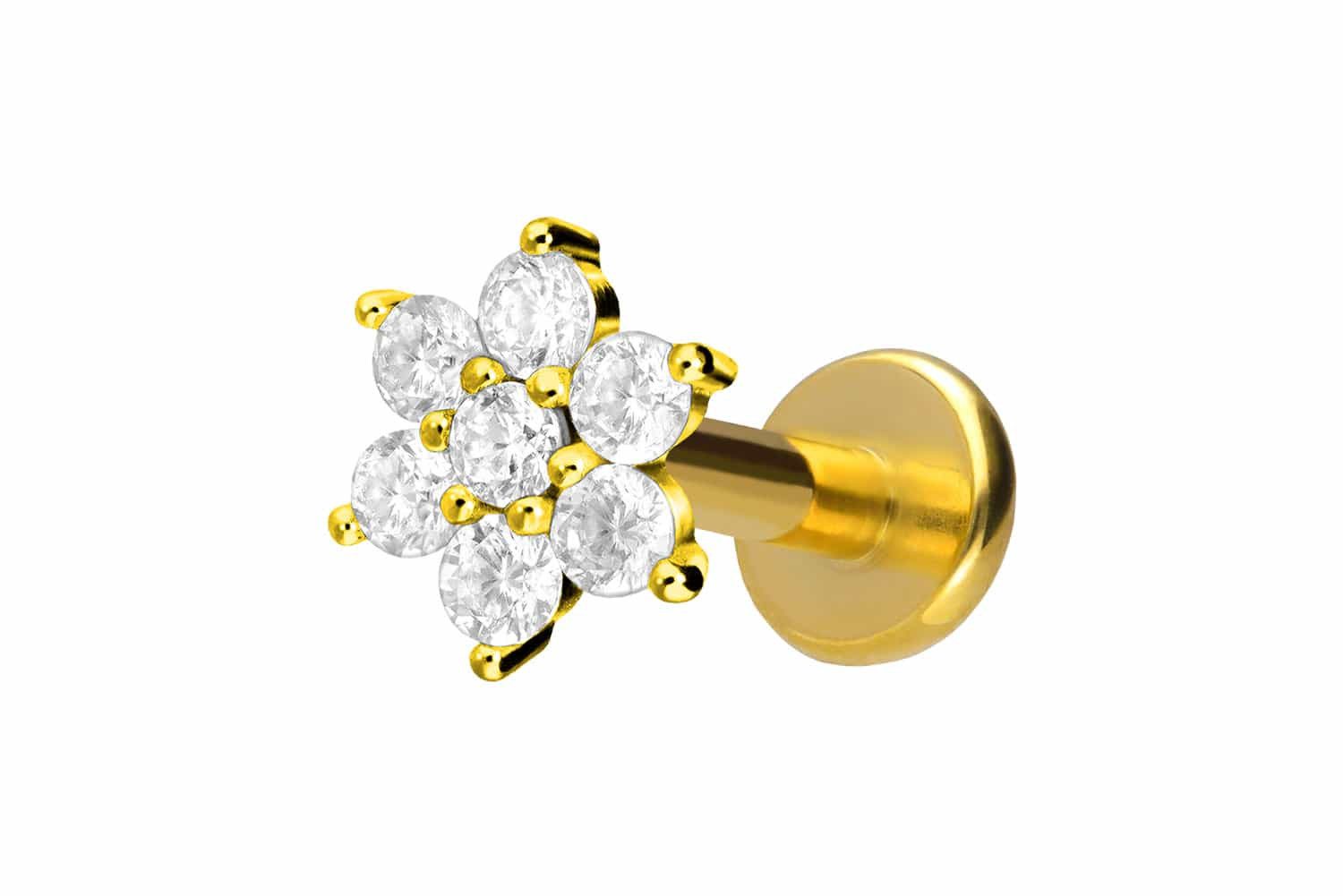 PIERCINGLINE Piercing-Set Titan Labret mit Innengewinde KRISTALLBLUME (Labr günstig online kaufen