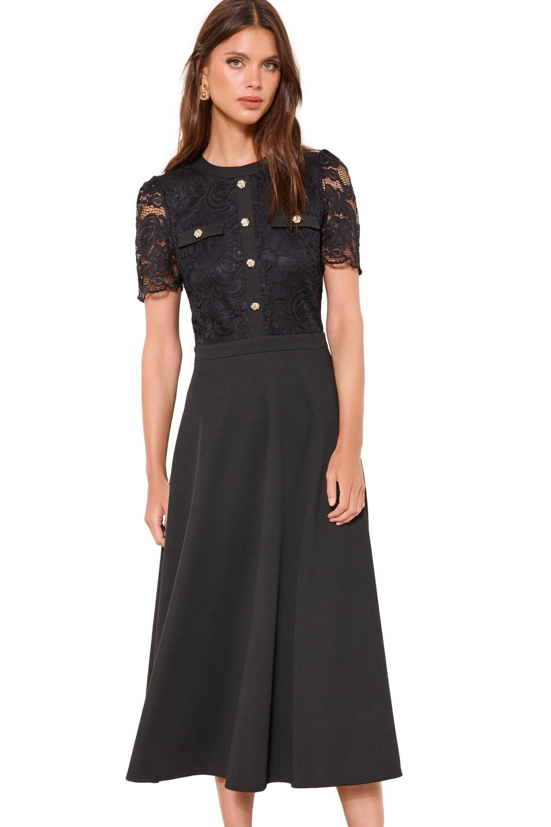 Midikleid Lipsy geknöpftes Midikleid aus Spitze, Regular