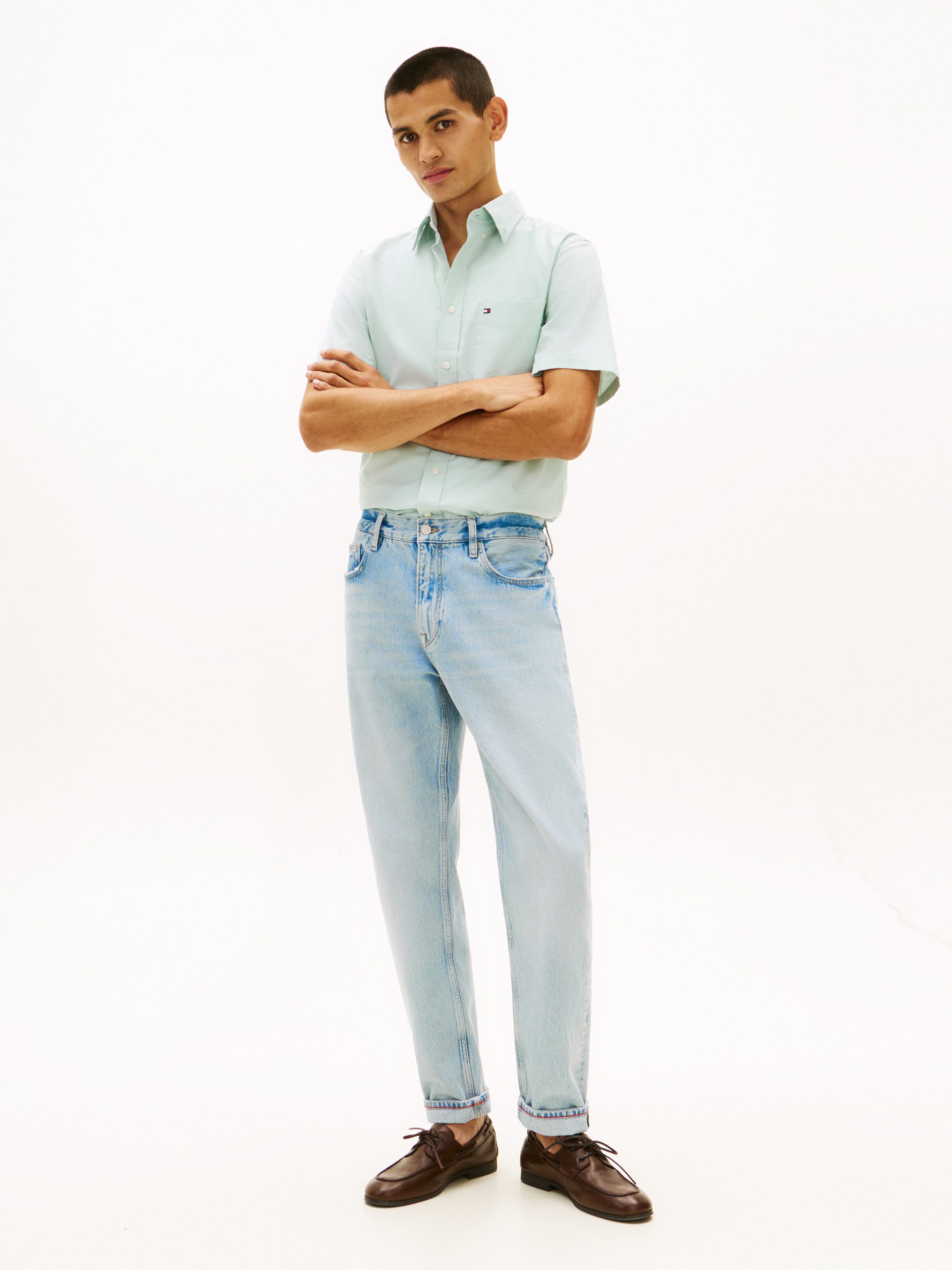 Tommy Hilfiger Kurzarmhemd LIGHT OXFORD SOLID regular fit, Button-down-Kragen