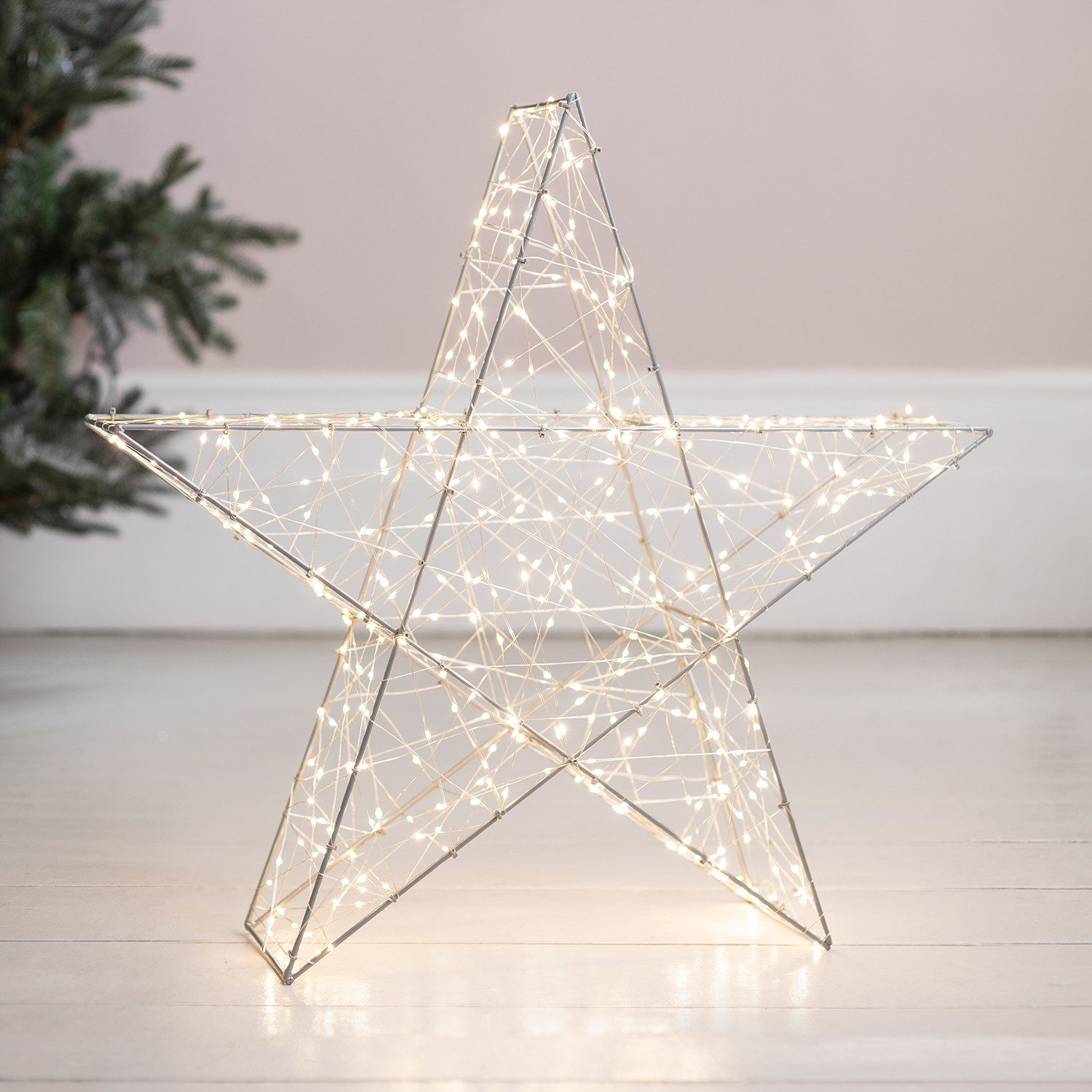 Lights4fun LED-Stern für außen 60cm LED Stern Weihnachtsdeko außen, LED fest integriert, Weihnachtsbeleuchtung (H) 60 x (B) 60 x (T) 15cm