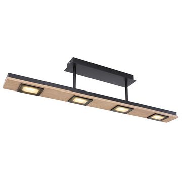 etc-shop LED Deckenleuchte, LED-Leuchtmittel fest verbaut, Warmweiß, Deckenleuchte Holz 4 flammig Holzlampe Decke modern Küchenlampe LED