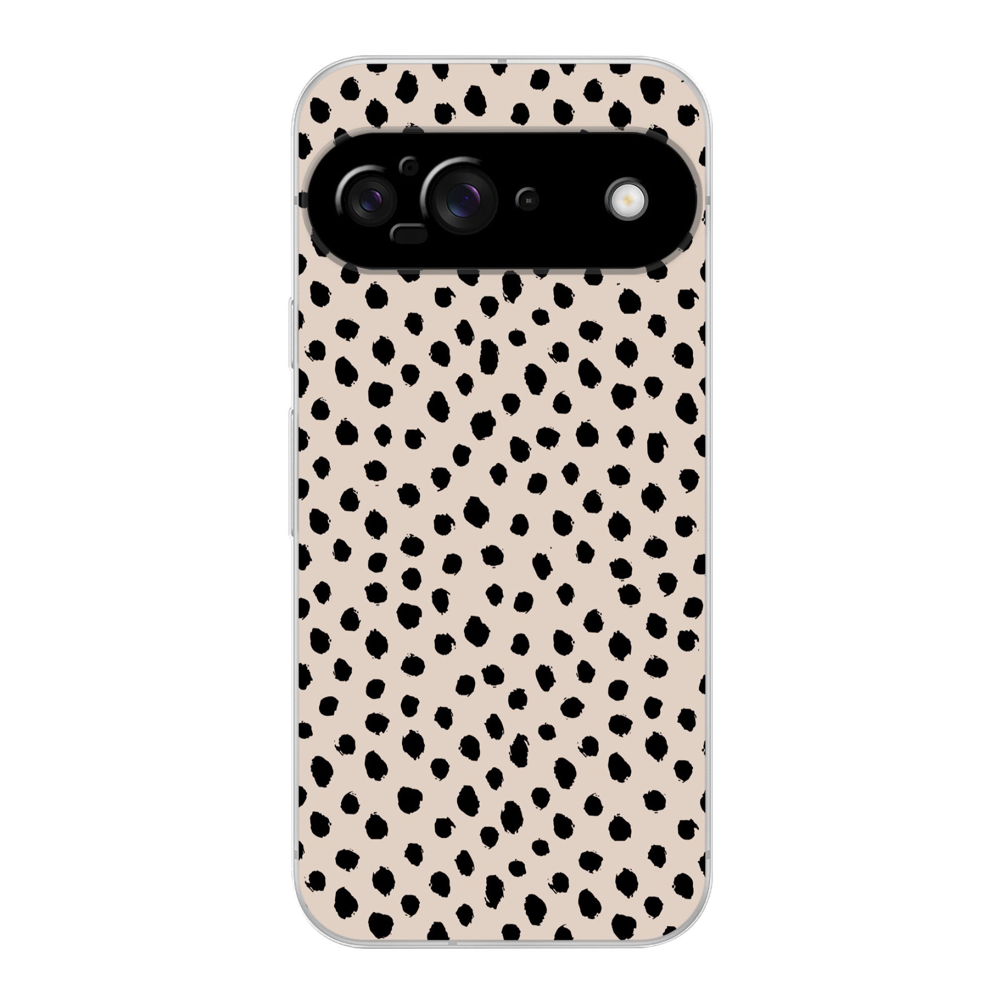 MuchoWow Handyhülle für Google Pixel 9 Polka dots - Schwarz - Beige, Handy Case, Silikon, Bumper Case Dünn
