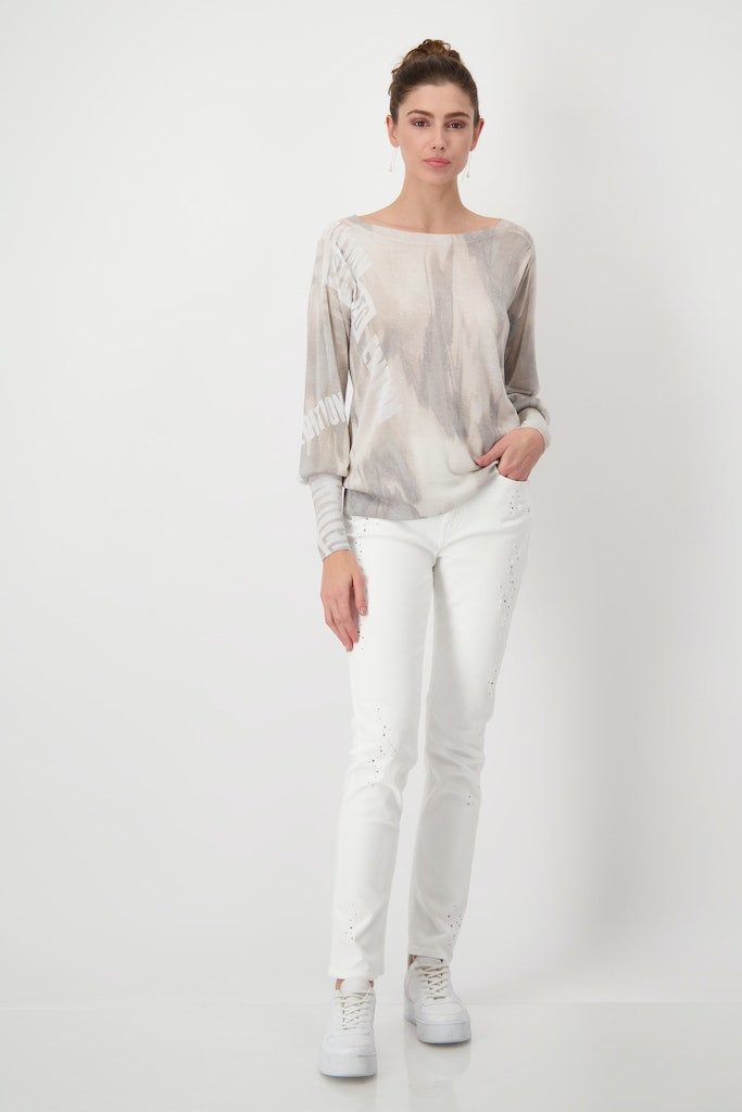 Monari Rundhalspullover Weicher Feinstrick mit edlem Schimmer