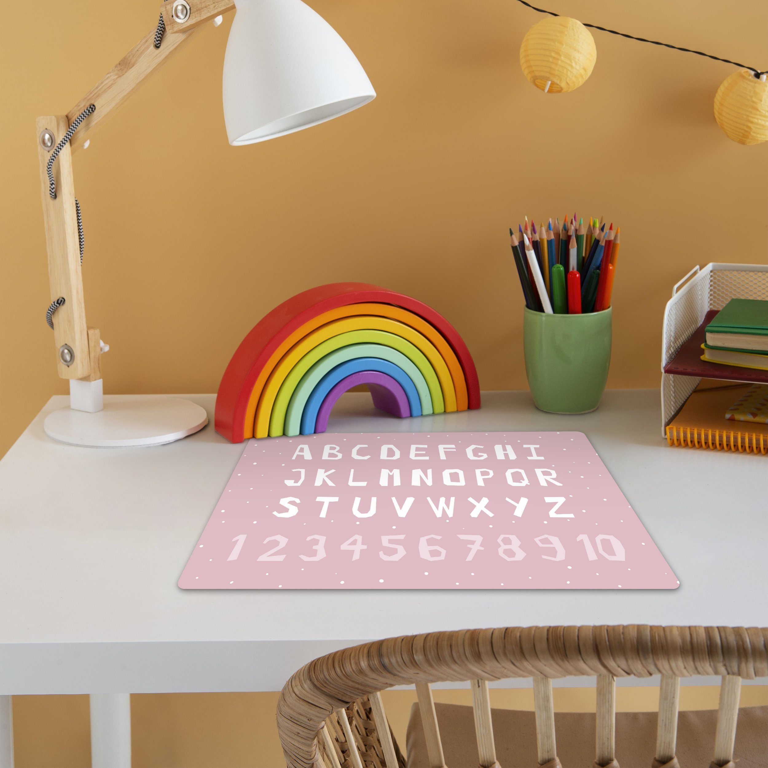 MuchoWow Platzset Alphabet - Rosa - Zahlen - Kind, (1-St), Kinder-Arbeitsunterlage Schreibtisch, Bastelmatte Kind, Zeichenmatte – Bild 3 von 5