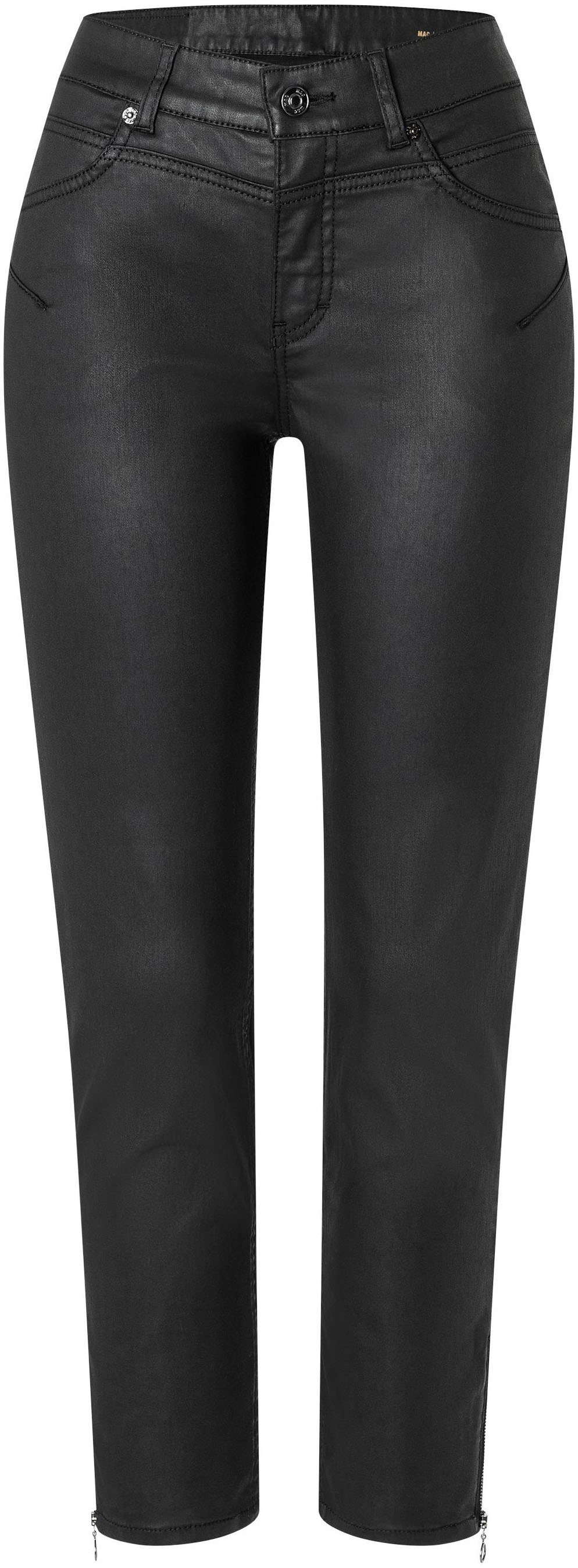 MAC Röhrenhose RICH SLIM Bein Reißverschluss-Detail mit coating am chic black