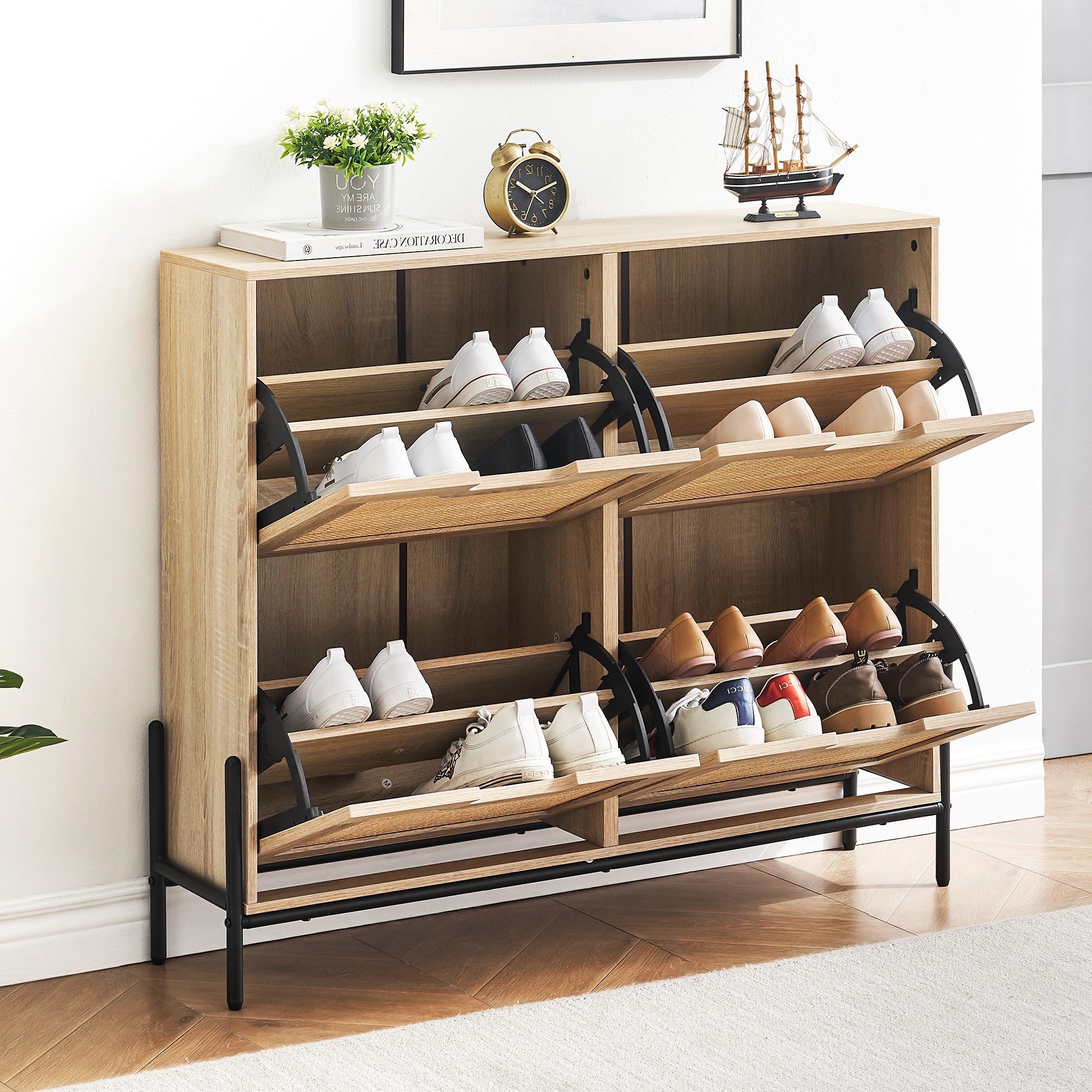 GarveeMore Schuhschrank Schuhkipper Schuhkommode mit 4 günstig online kaufen