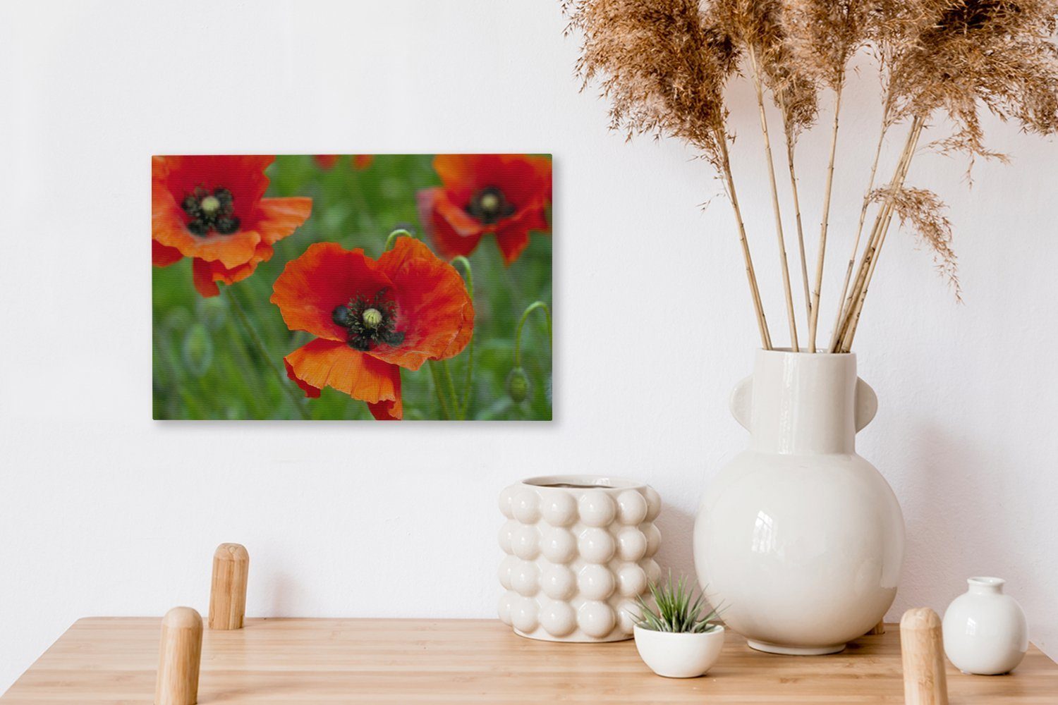 Leinwandbilder, Wanddeko, St), roten cm von Aufhängefertig, Nahaufnahme Mohnblumen, OneMillionCanvasses® (1 Leinwandbild Wandbild 30x20