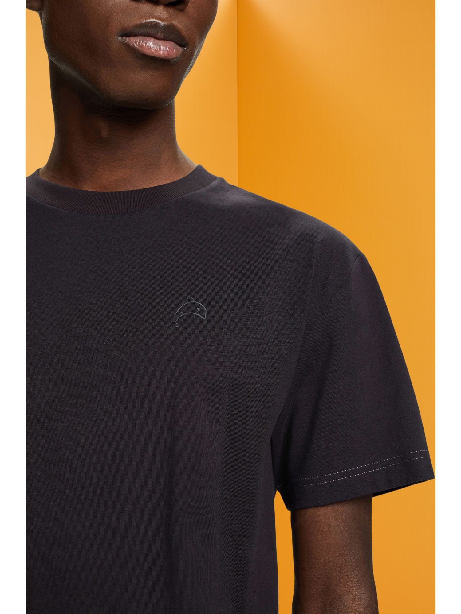 Esprit Baumwoll-T-Shirt T-Shirt (1-tlg) mit Delfinprint BLACK