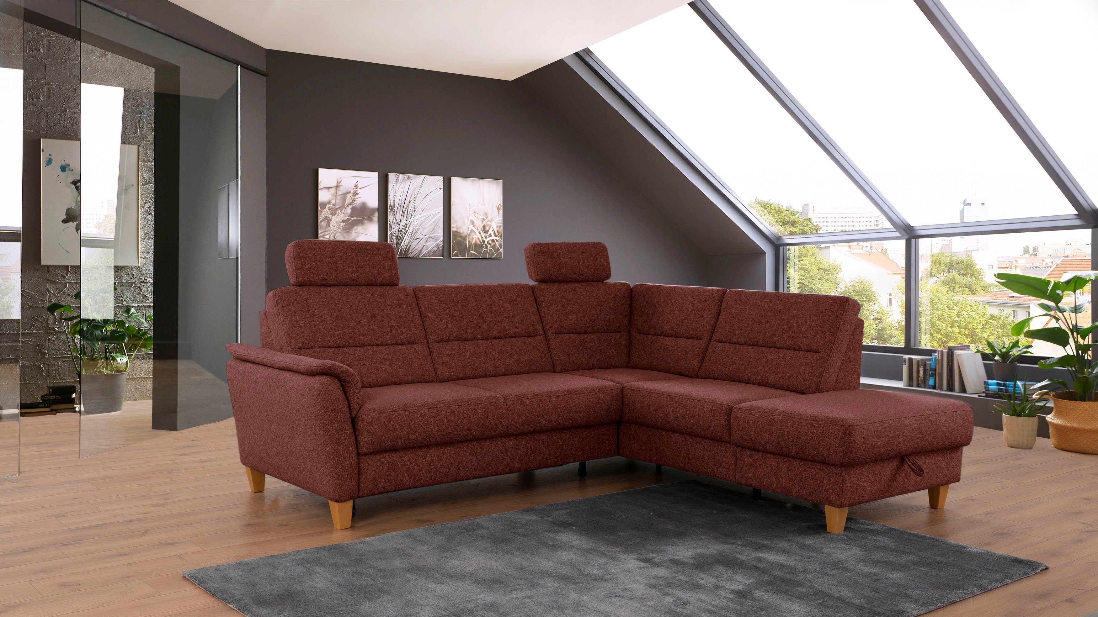 Home affaire Ecksofa "Palmera L-Form, B: 236 cm" optional Bettfunktion & Be günstig online kaufen