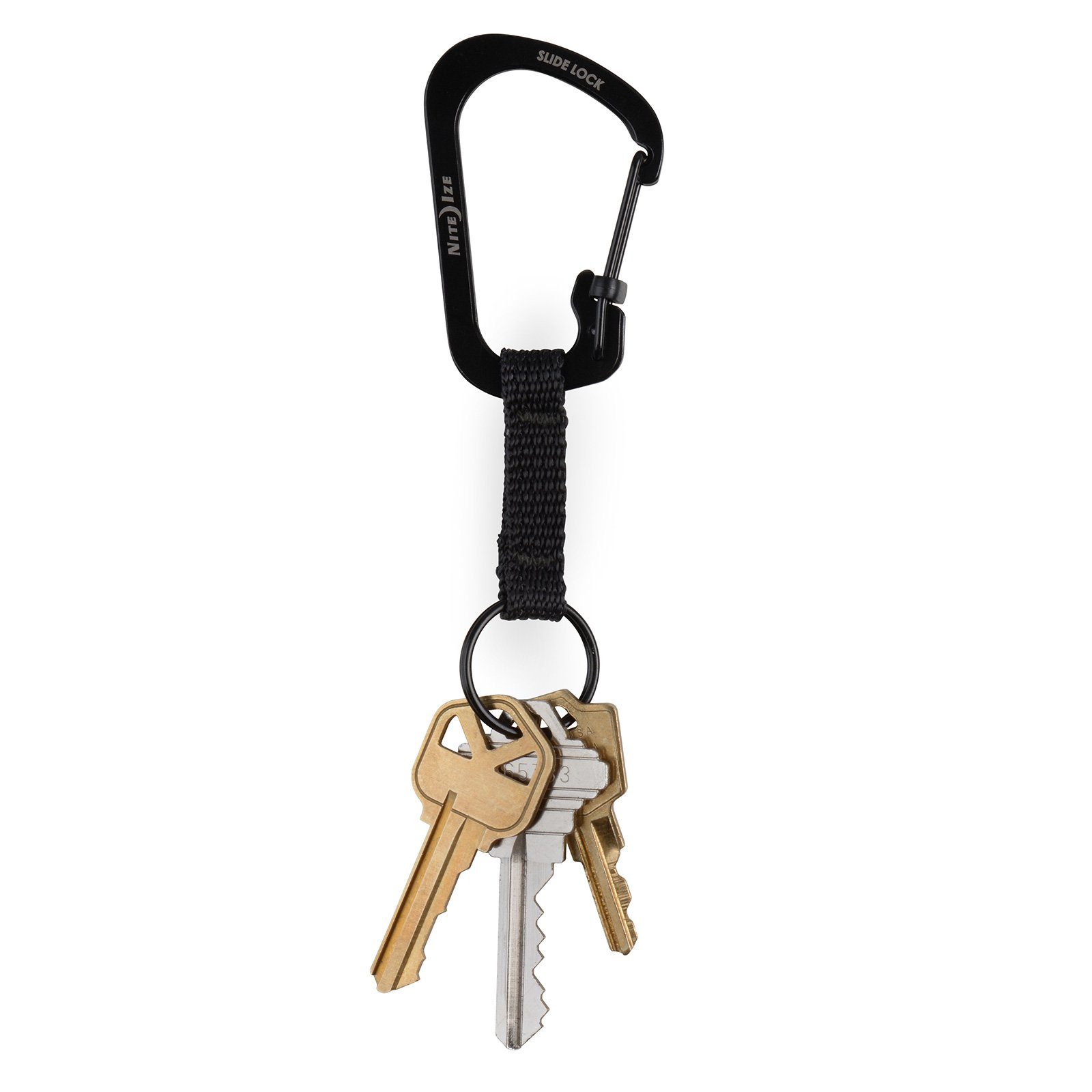 Nite Ize Karabiner SlideLock Key Ring Mini Karabiner Schlüssel Ring, Anhänger Schnapp Haken schwarz