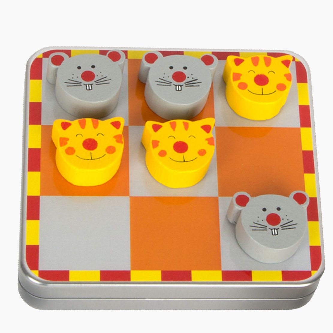 Small Foot Spielesammlung Tic Tac Toe Katz und Maus, Tic Tac Toe Katz und Maus, Magnetische Spielfiguren für sicheren Halt