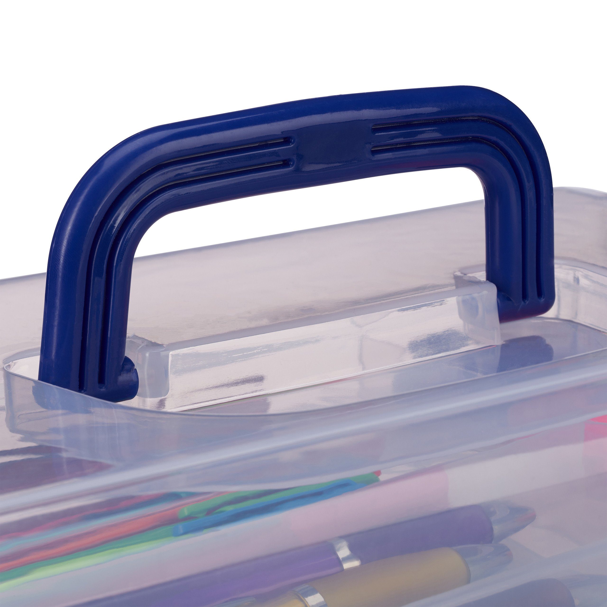 relaxdays Werkzeugbox x Plastikbox Transparente 1 blau