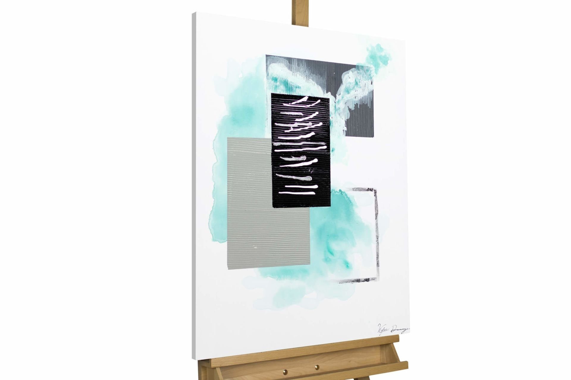 KUNSTLOFT Gemälde Cloudy Interaction 60x80 cm, Leinwandbild 100% HANDGEMALT Wandbild Wohnzimmer