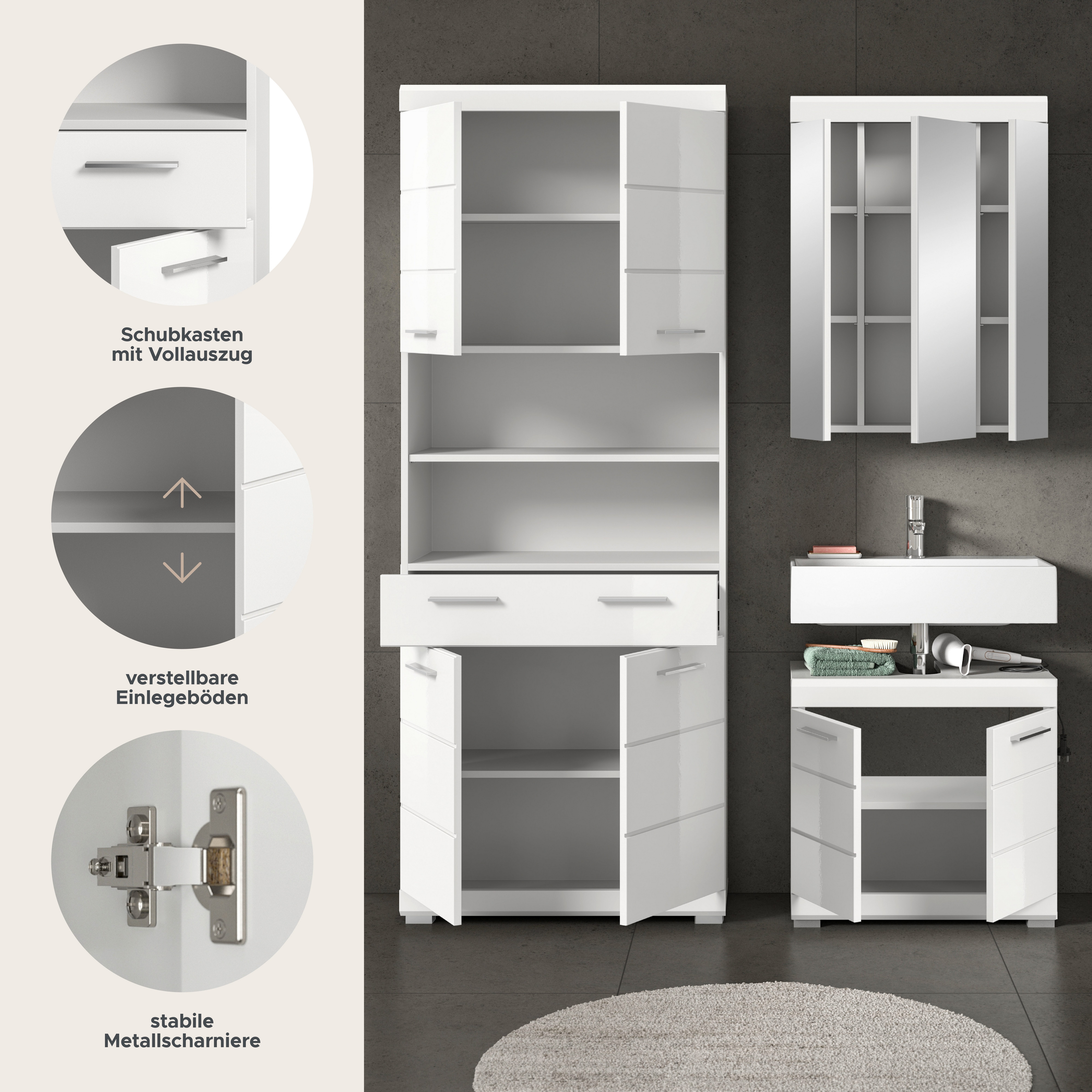 furnling Badmöbel-Set Scott, (3-St., aus Hängeschrank, günstig online kaufen