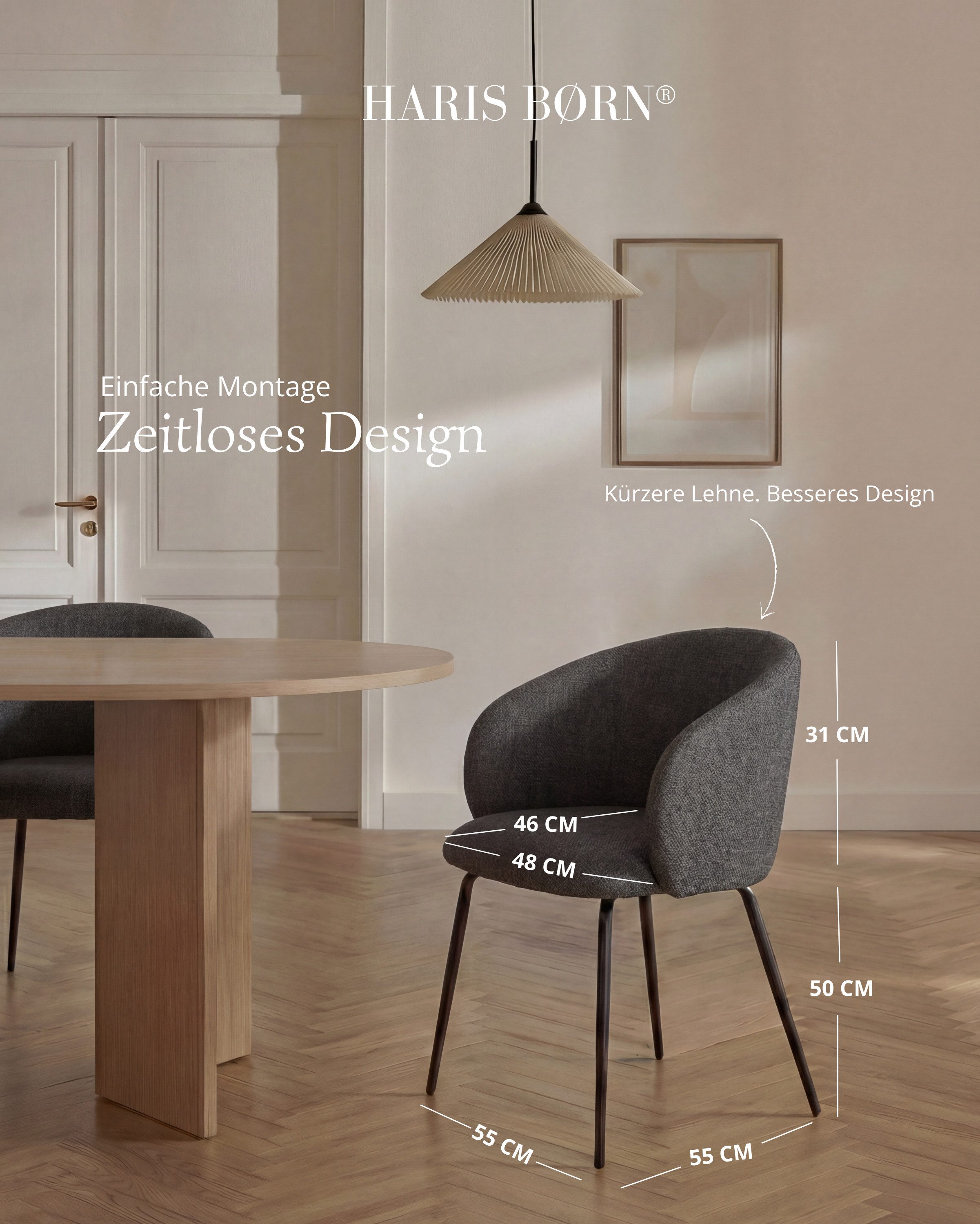 Haris Børn Esszimmerstuhl NØR (versch. Farben) - Bequeme Polster Esszimmerstühle mit Armlehne (Set, 6 St), Premium Esstisch Stühle & Wohnzimmerstühle - Moderne Stühle Esszimmer