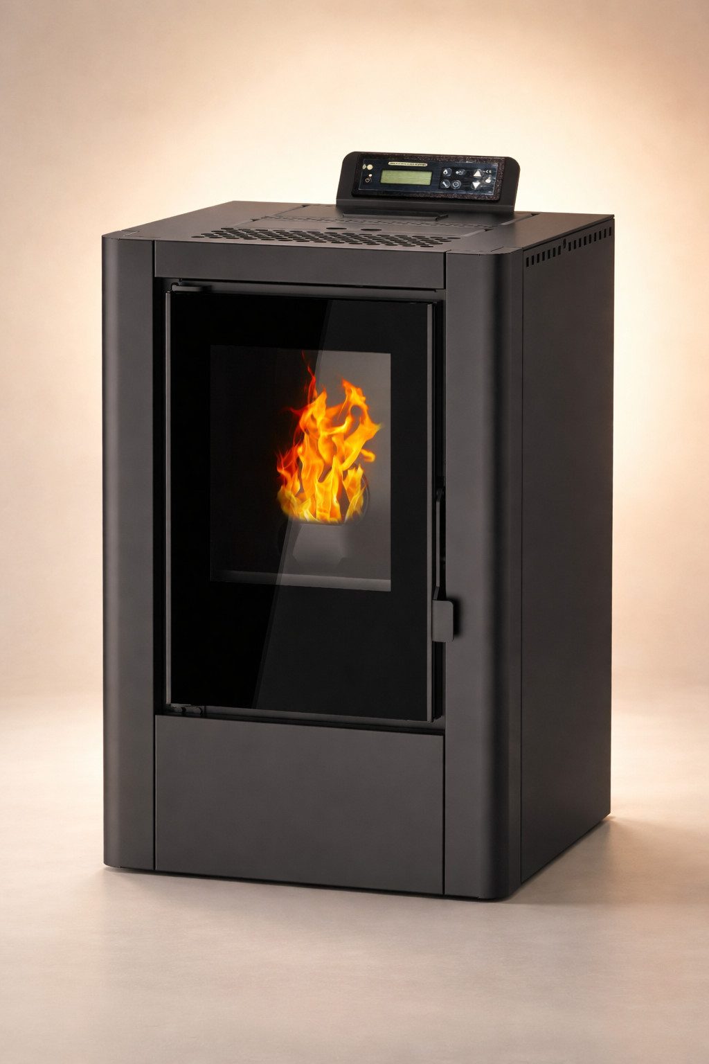 NEMAXX Pelletofen P6Mi Schwarz 6 kW A+ bis 120 m³ Start-Reinig.& mech.Wartungs-Reinigung, (ECO-Modus,Wochenprogramm,Fernbedienung,WiFi-Ready (optional),Timer), Multifunktionsdisplay, Vakuum- & Überhitzungsschutz, Auto-Pelletzufuhr