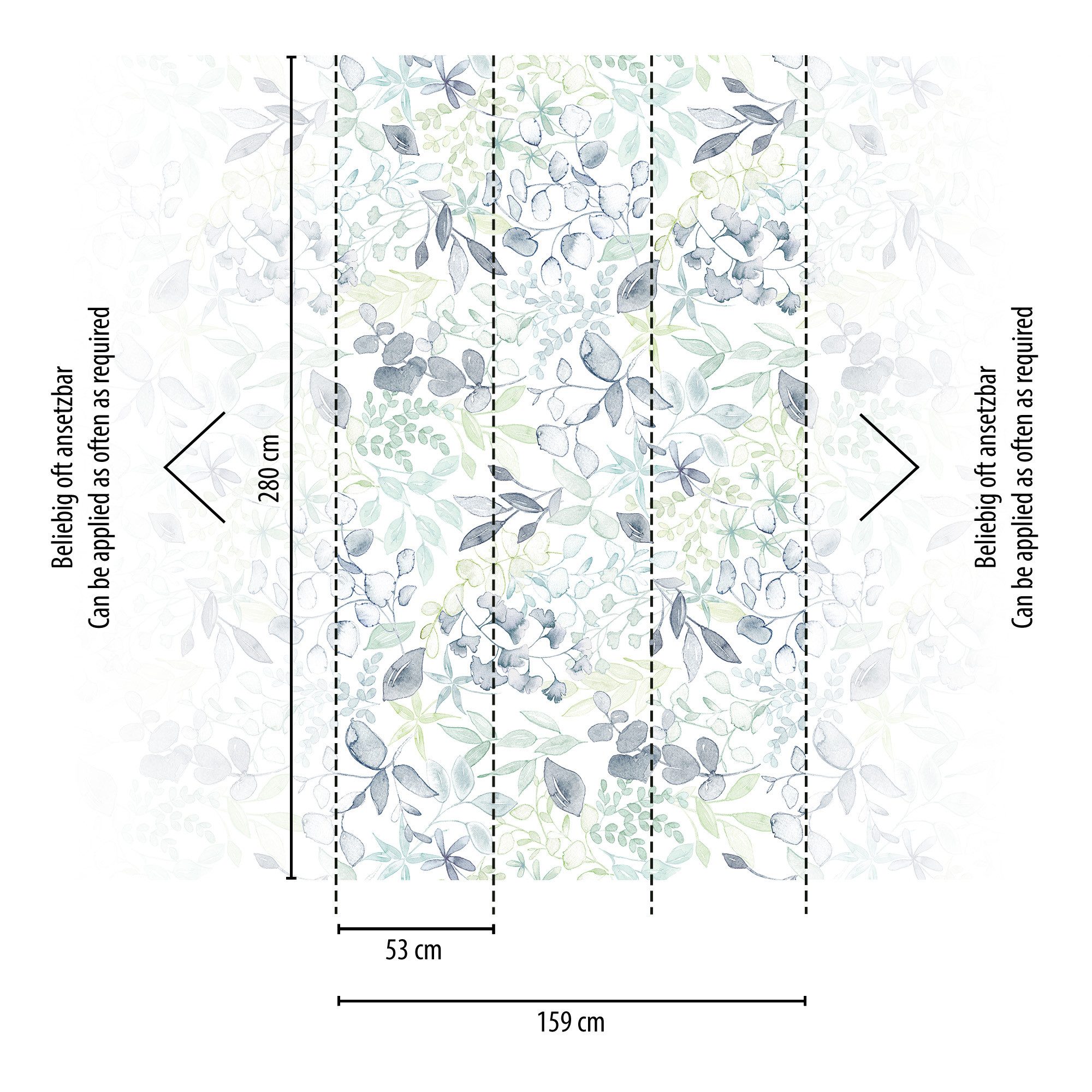 A.S. Création Fototapete Aquarell Dreams Blumen-Tapete Mustertapete Blätter Blumen, strukturiert, matt, (1 St), Vliestapete Landhaus für Schlafzimmer Küche Wohnzimmer Blumen Design