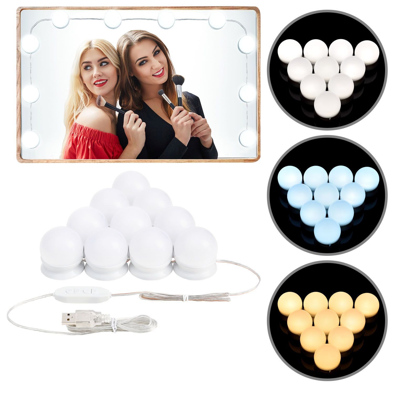 Juskys LED-Lichterkette, 10-flammig, für Schminktisch & Spiegel, 8 W mit 10 günstig online kaufen