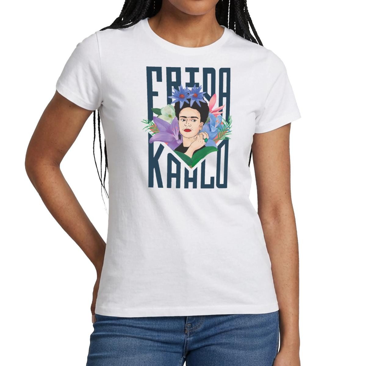 Spreadshirt T-Shirt Frida Kahlo Mit Blumenkranz Portrait Frauen T-Shirt (1- günstig online kaufen