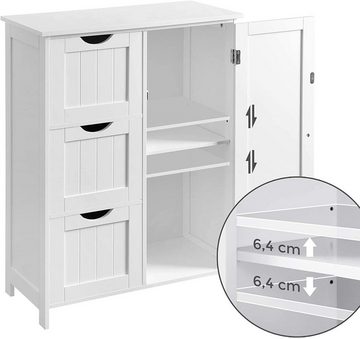 VASAGLE Badkommode Badezimmerschrank, 60 x 30 x 81/80 cm, 3 Schubladen