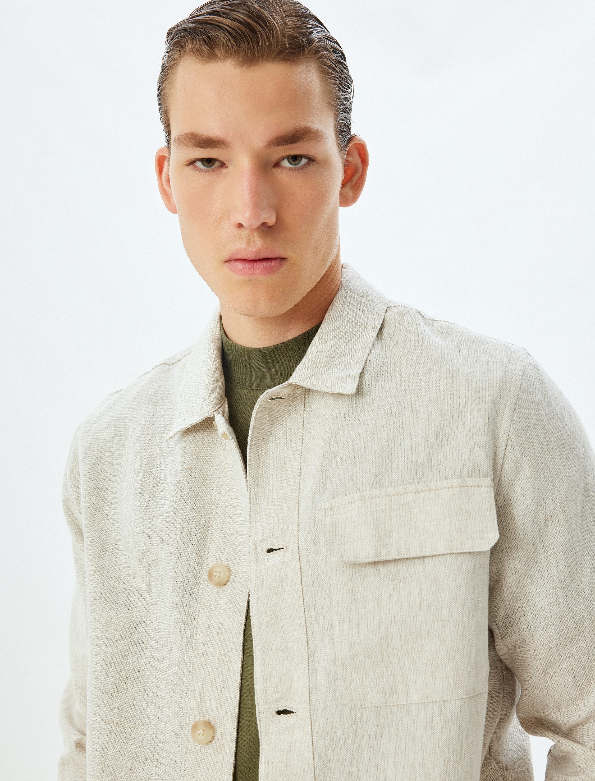 Koton Blouson Koton Leinenhemdjacke Mit Knöpfen