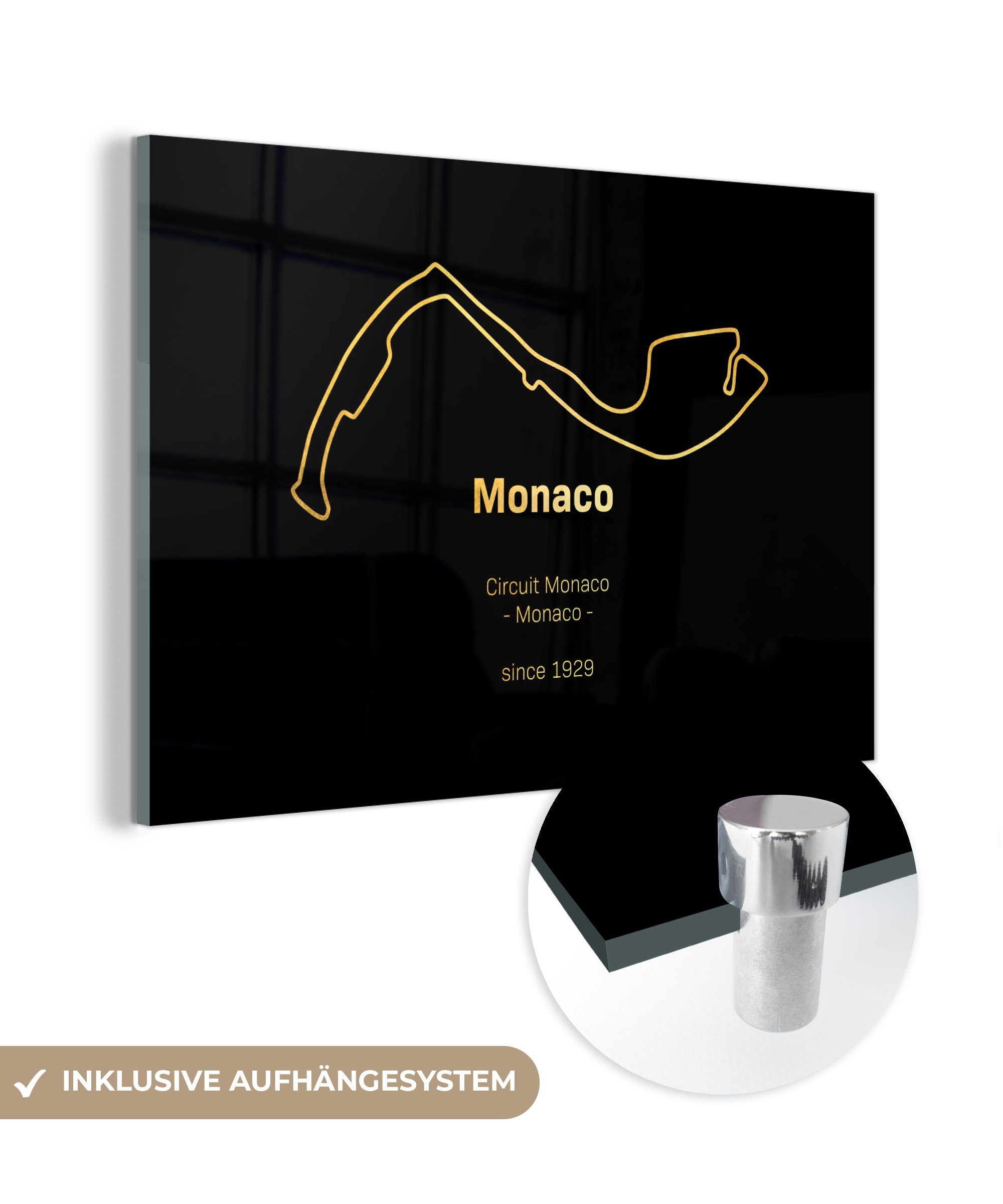 MuchoWow Acrylglasbild F1 - Rennstrecke - Monaco, (1 St), Glasbilder - Bilder auf Glas Wandbild - Foto auf Glas - Wanddekoration | Bilder