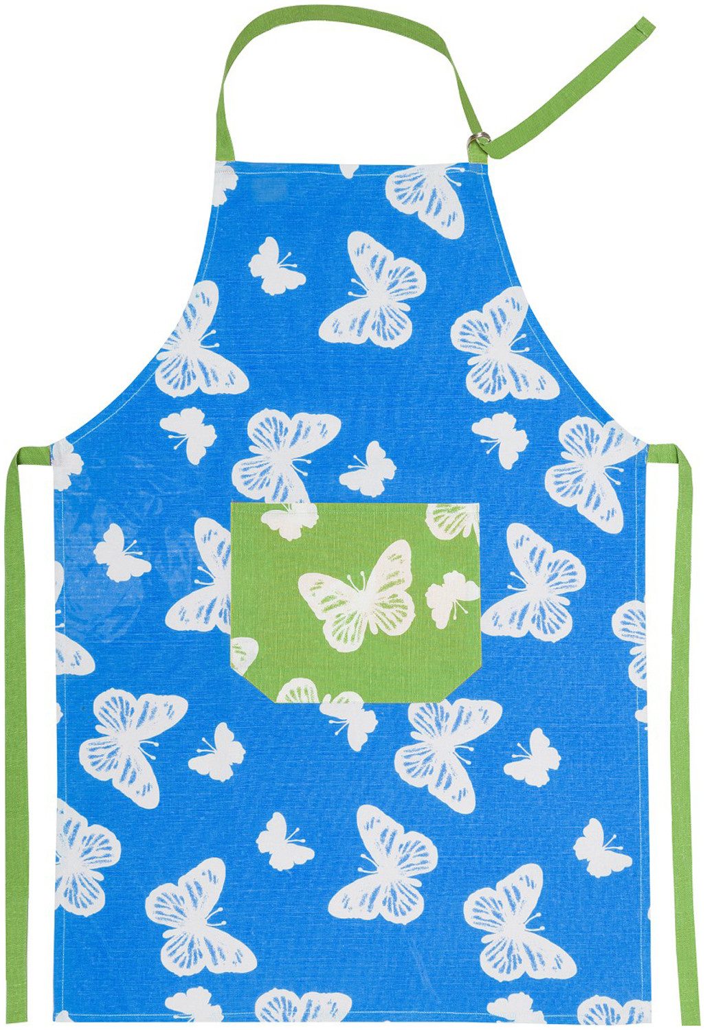 Kracht Kochschürze Schmetterlinge, (1-tlg., 1-teilig), Nackenband und aufgesetzte Tasche ca.70x90cm Baumwolle