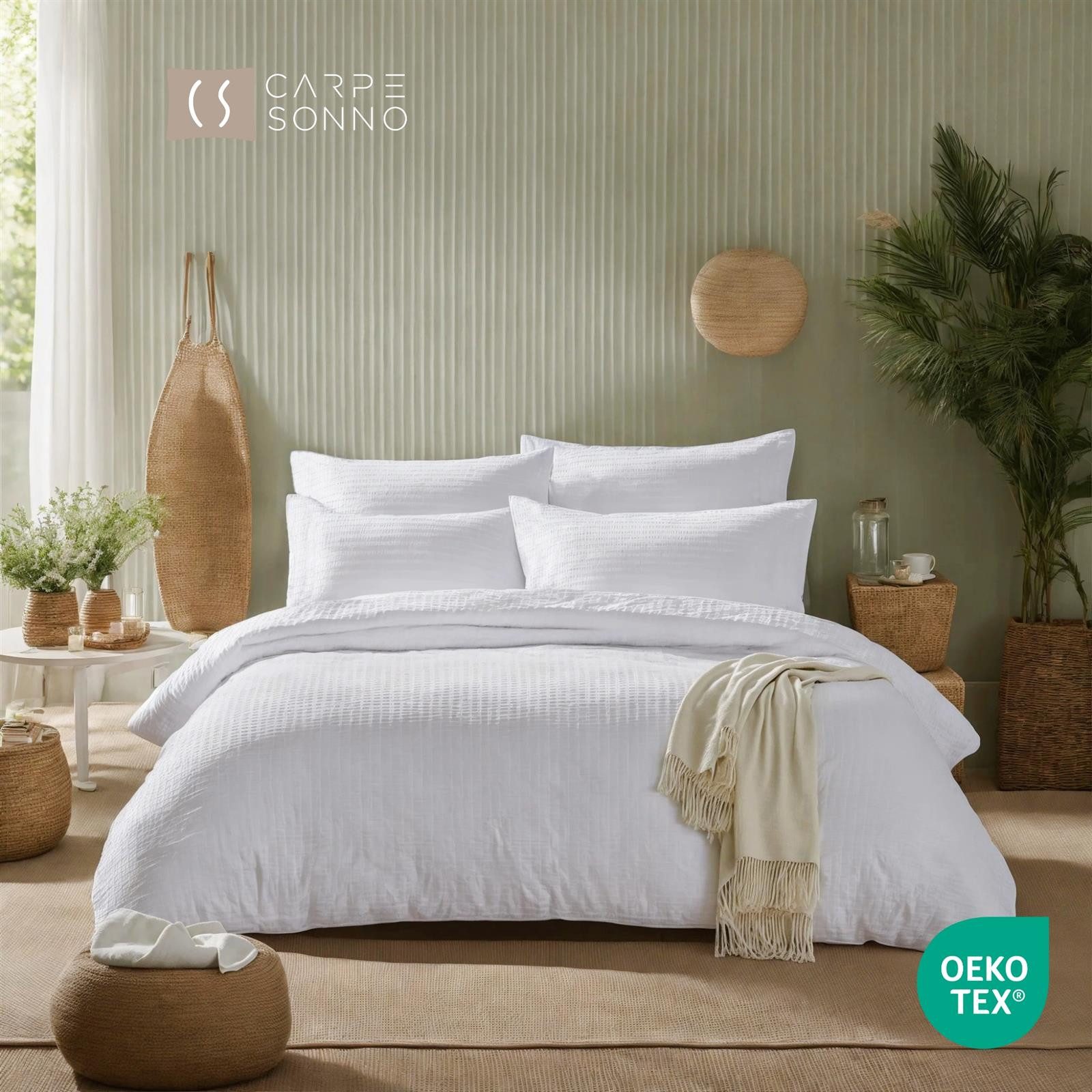 Carpe Sonno Bettwäsche Seersucker 135 x 200 155 x 220 Bügelfrei Sommer Uni günstig online kaufen