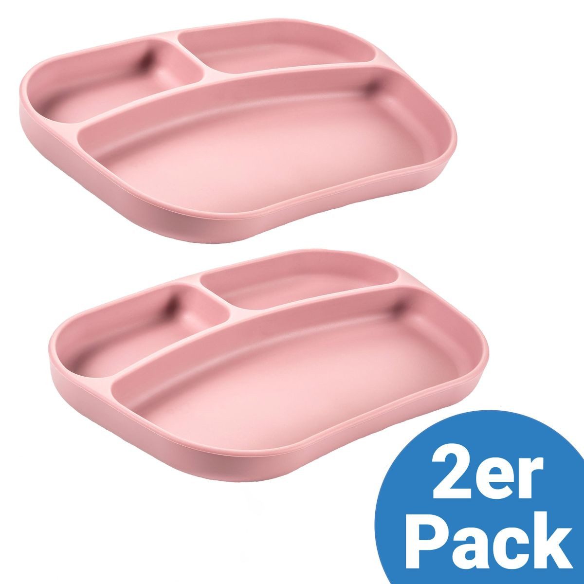 MiaMia Teller Rose, 2 x Baby Kinder Silikon Teller für Tisch & Hochstuhl - bruchsicher