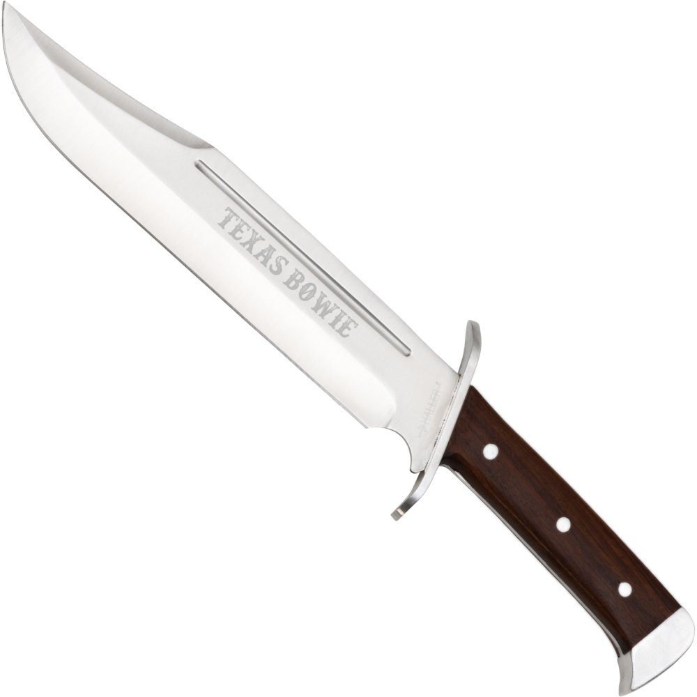 Haller Messer Universalmesser Texas Bowie Holzgriff mit Lederscheide schwarz, rostfrei